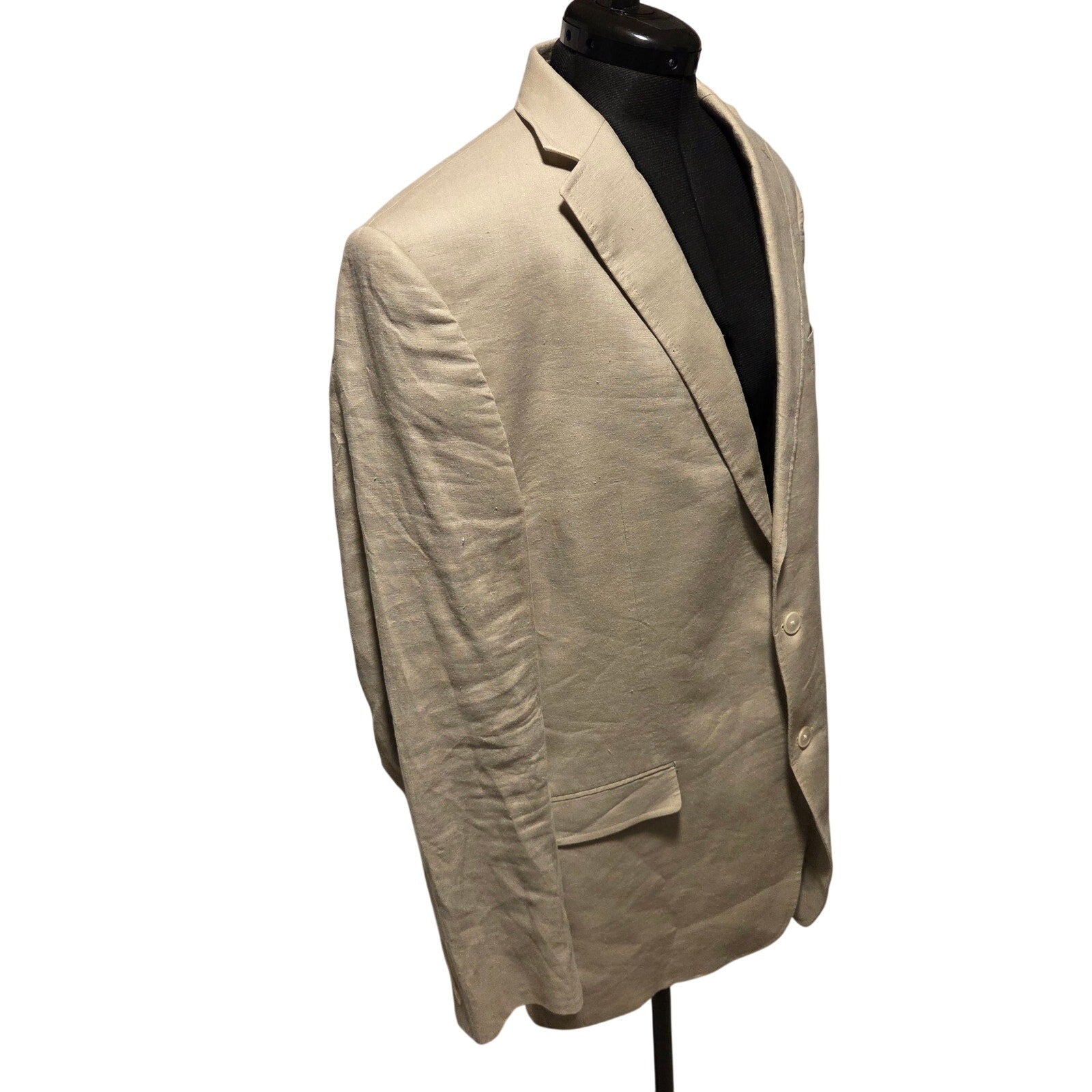 Lauren Ralph Lauren Mens Linen Blazer 44XL Tan Sport Coat 2 Button Jacket
