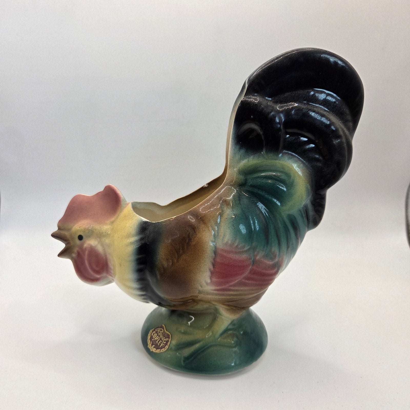 Vintage Royal Copley Rooster Planter Lot of 3 Mid Century Ceramic Pottery