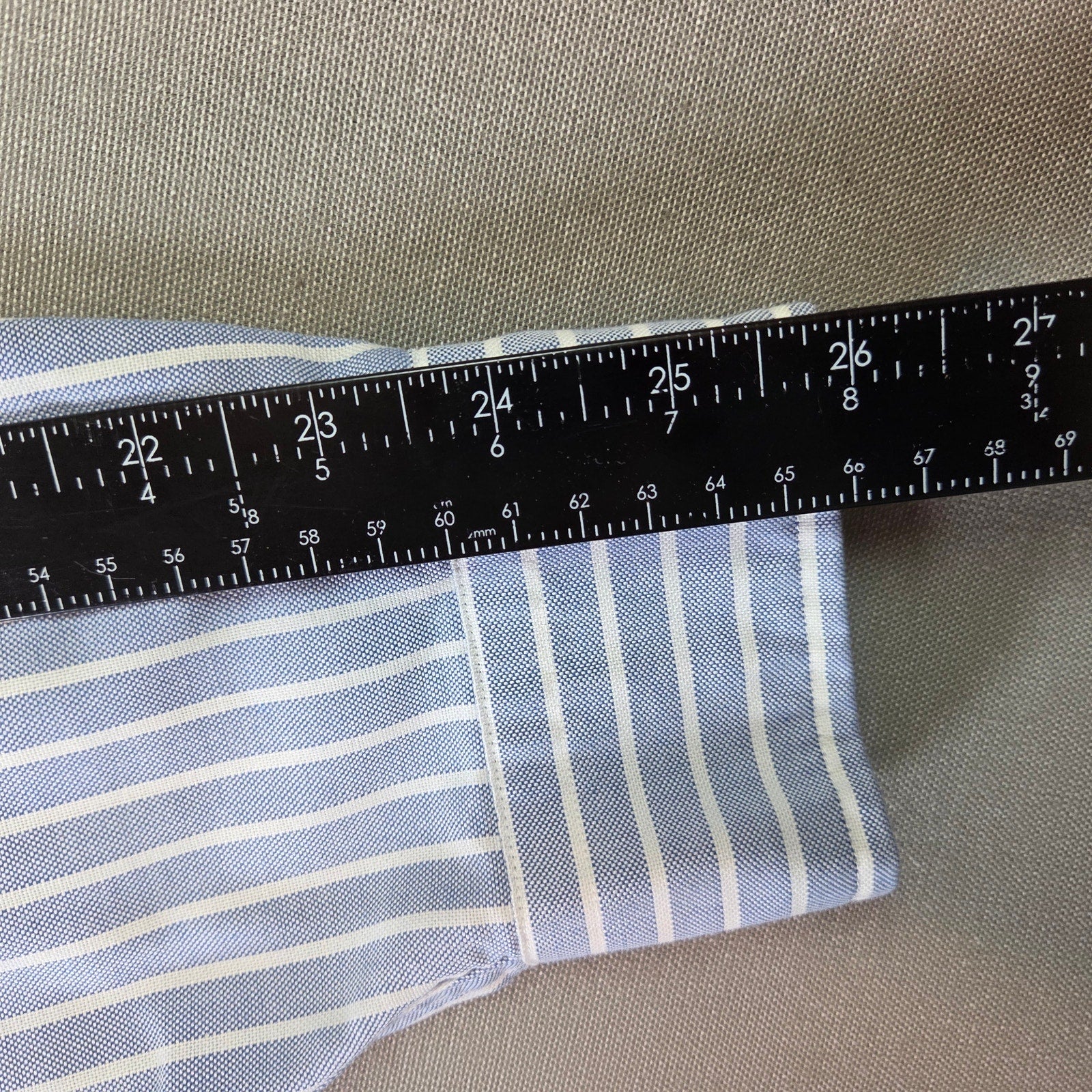 L.L. Bean Vintage Blue White Striped Button Down Shirt Made USA 15 36