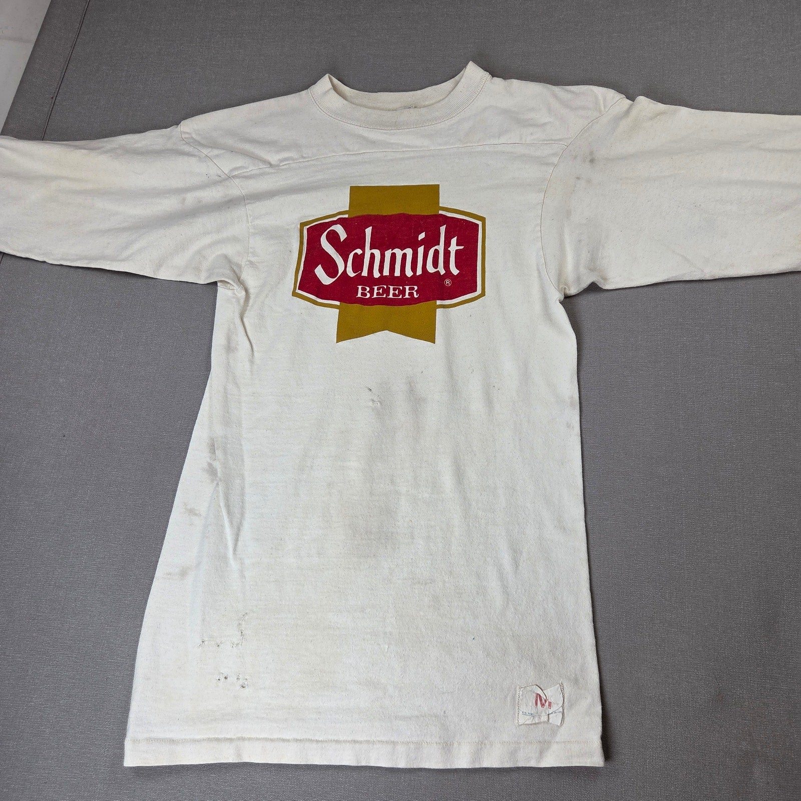 Vintage 1980s Schmidt Beer NI USA 3/4 Sleeve Promo T Shirt Mens Medium M