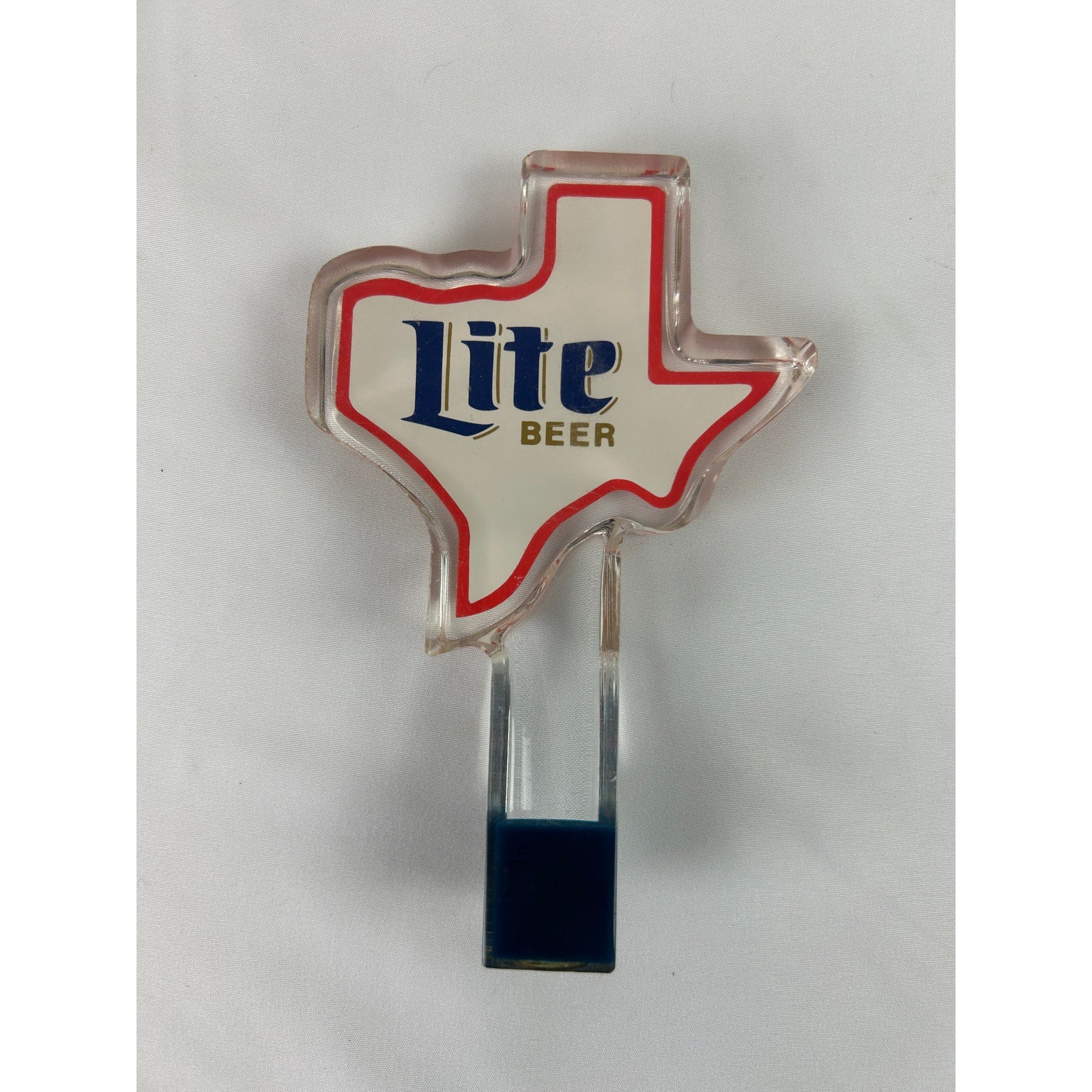 Miller Lite Texas Shaped Beer Tap Handle Clear Lucite Acrylic Breweriana 6in