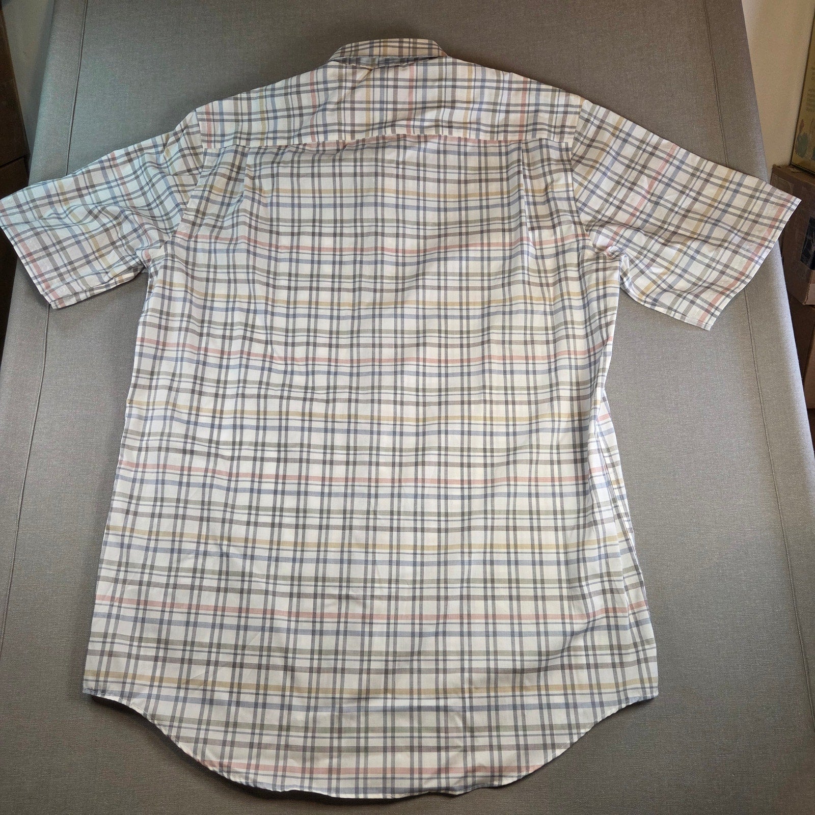 Leo Chevalier Men’s Short Sleeve Shirt LT Large Tall Plaid NWT Cotton Laos