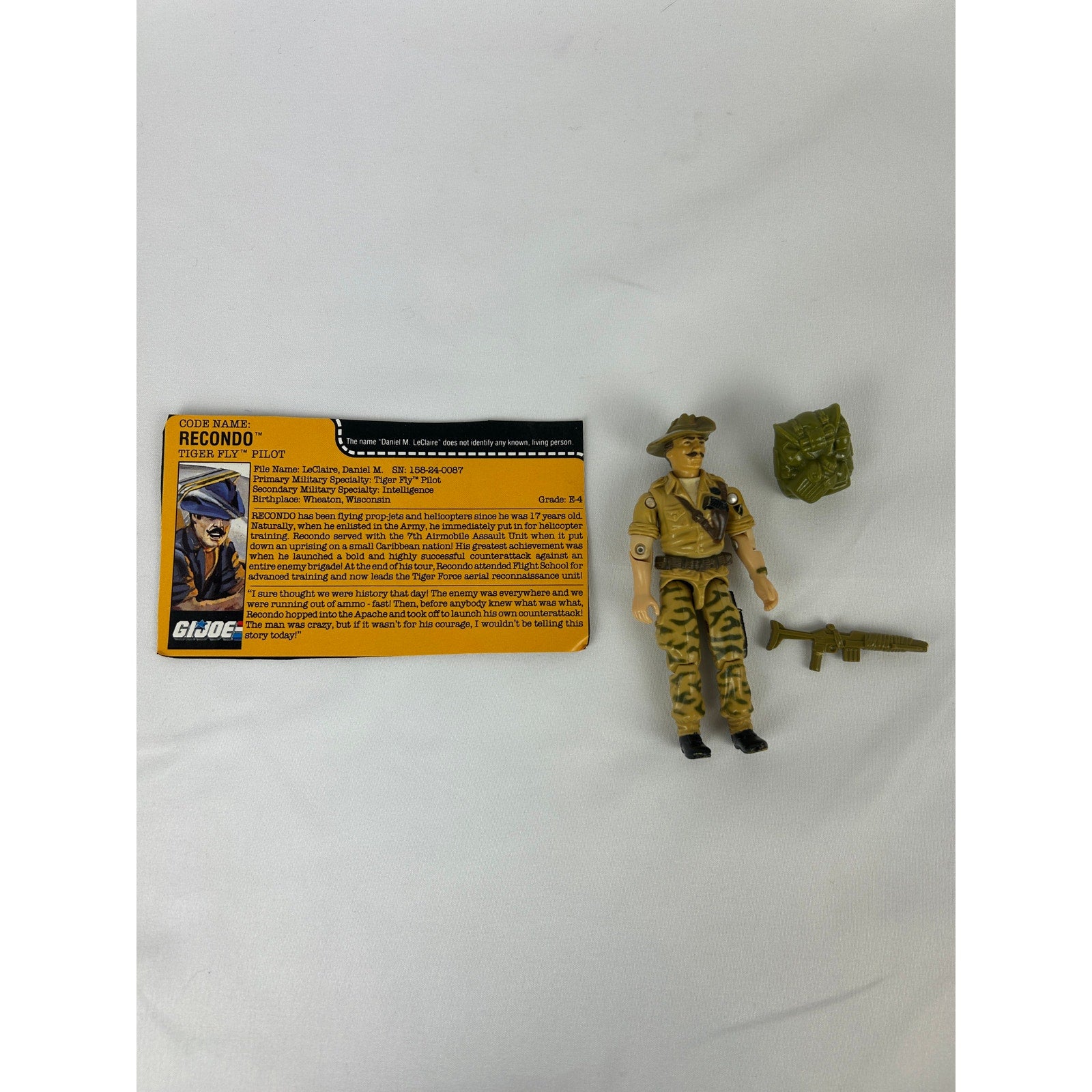 G.I. Joe Recondo Tiger Fly Pilot 1984 Vintage Figure Complete w File Card