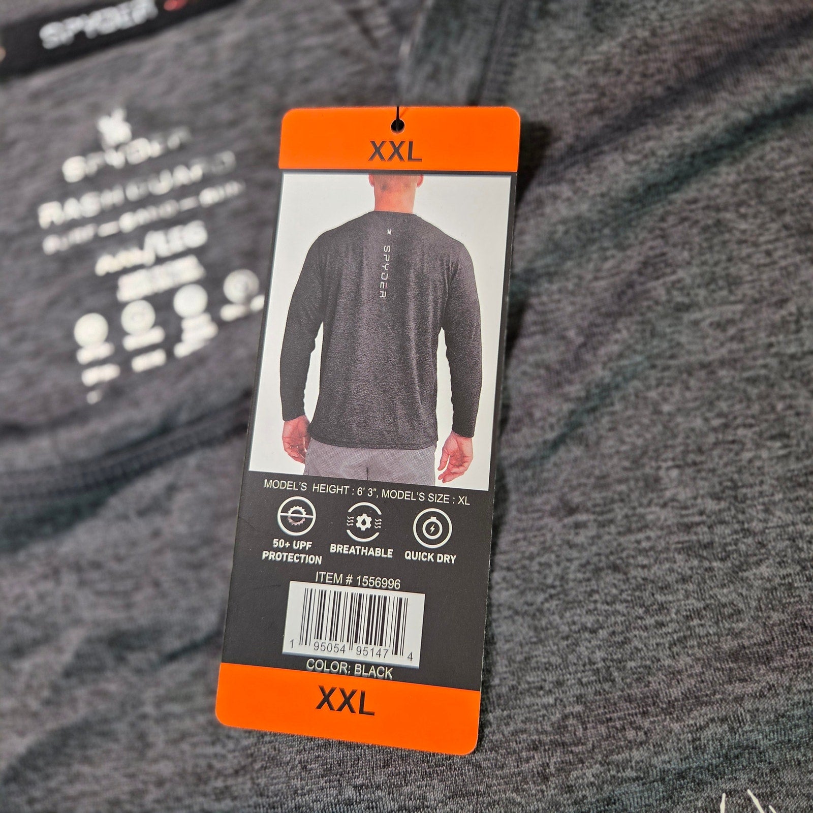 Spyder Swim Rash Guard Shirt Mens XXL Long Sleeve UPF 50+ Black Heather