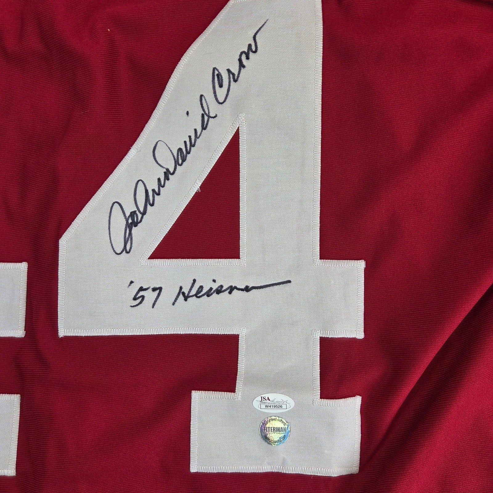 John David Crow Signed Texas A&M Stat Jersey XL JSA COA 57 Heisman Inscribed