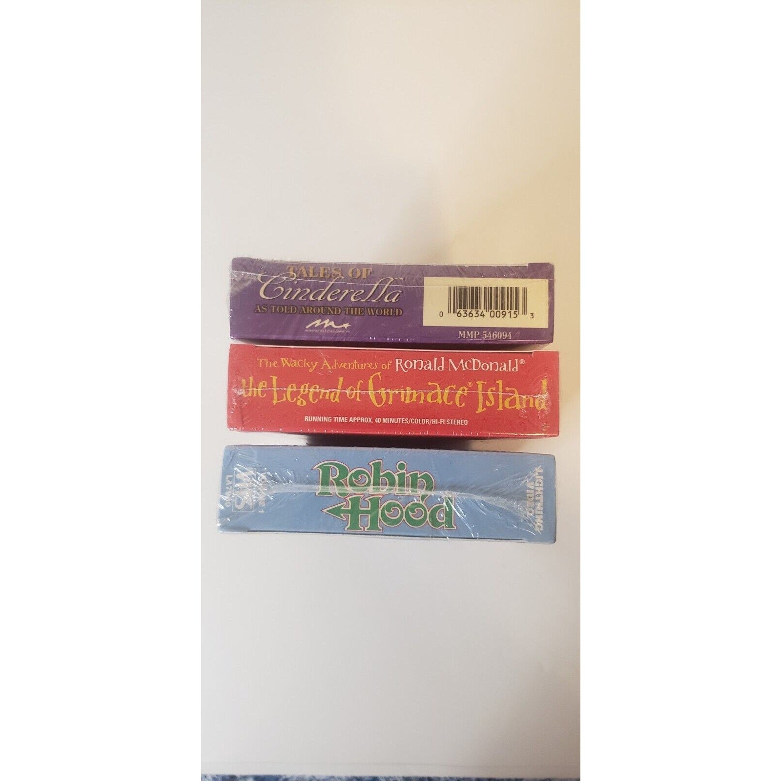 Lot of 3 New Sealed VHS Cartoons - Cinderella, Grimace, Robin Hood