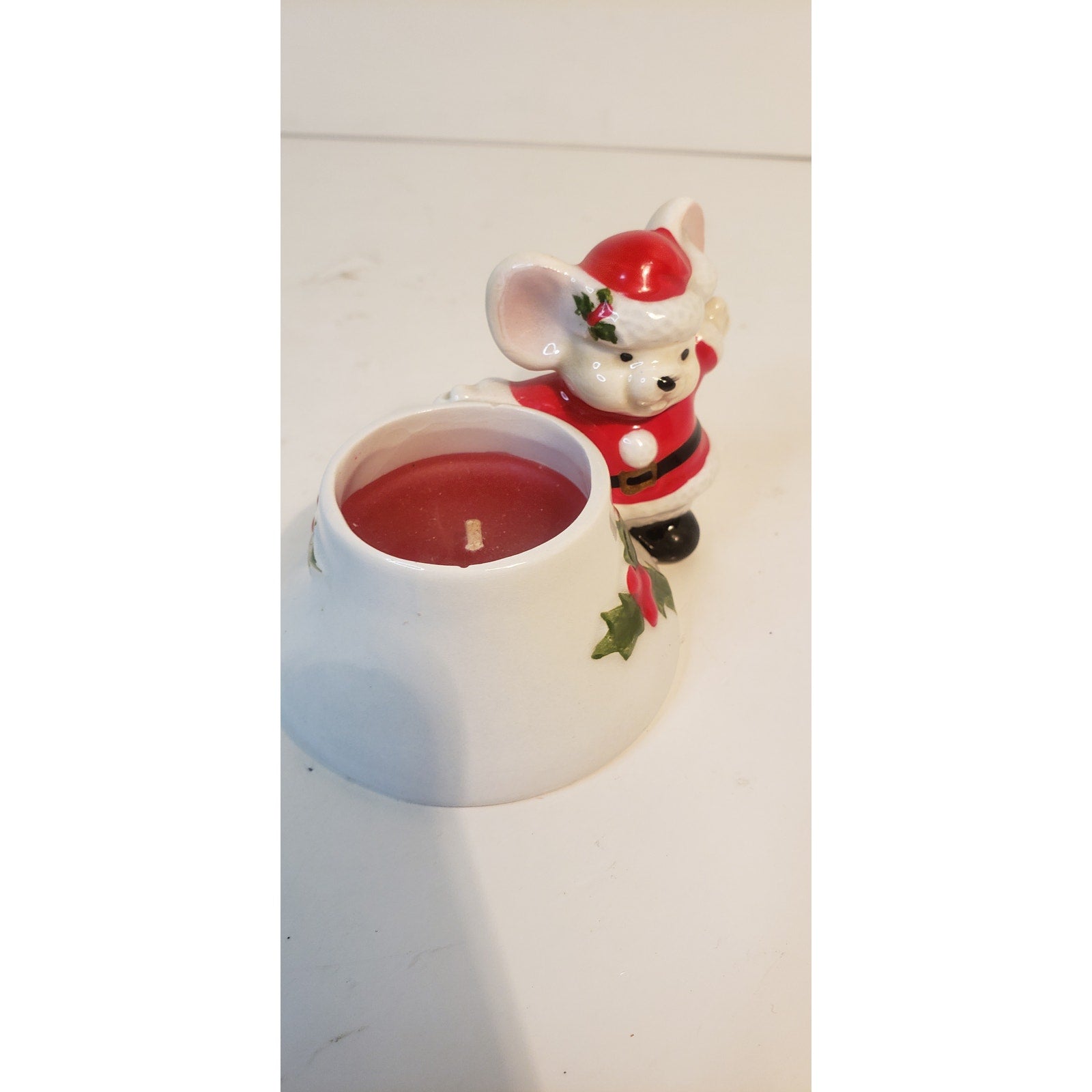 Vintage Fitz & Floyd Santa Mouse Candle Holder 1978 Hand Painted Japan