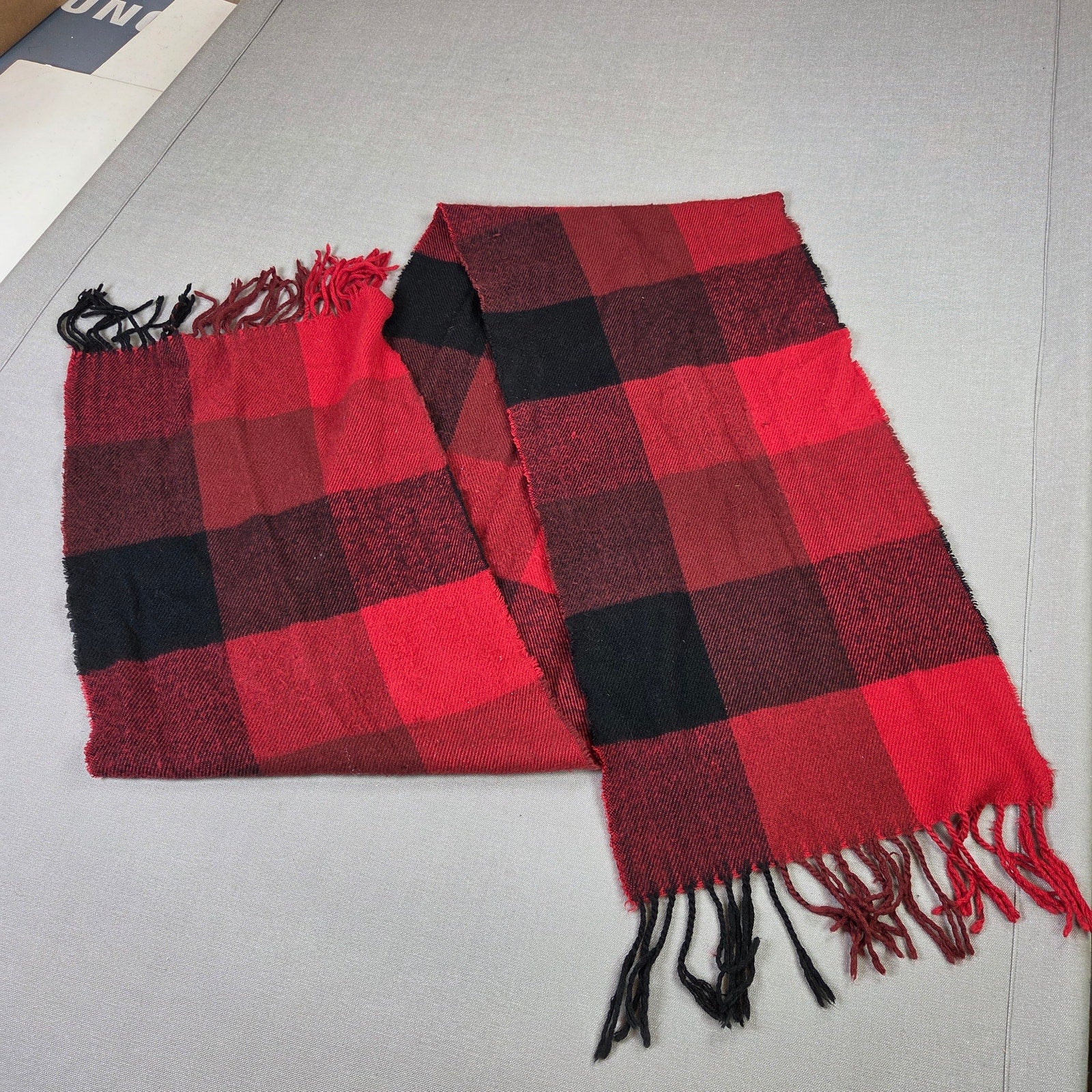 Unbranded Reversible Buffalo Plaid Vest Scarf Set Red Black Adult Large