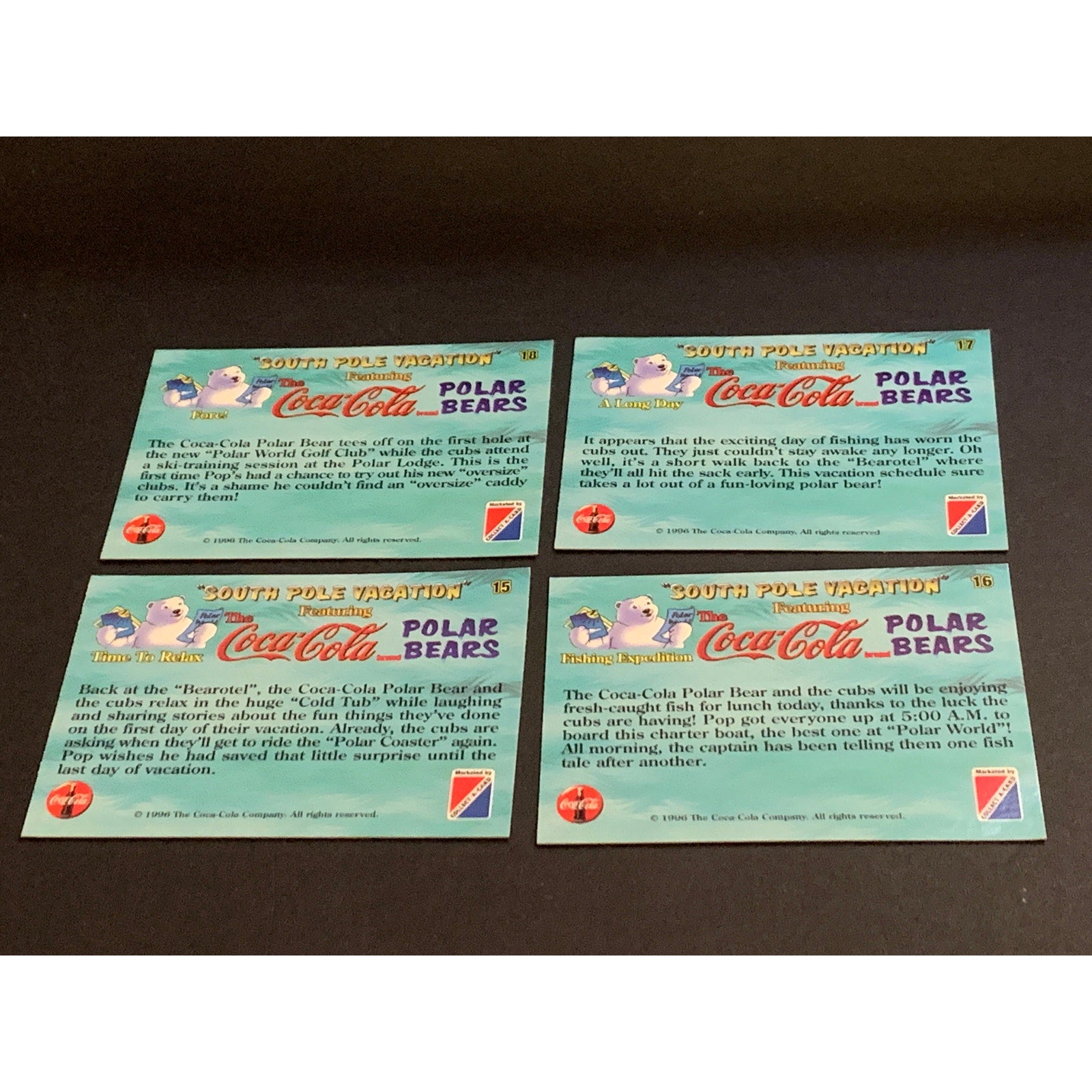 1996 Coca-Cola Holiday Bear Trading Cards Lot of 4