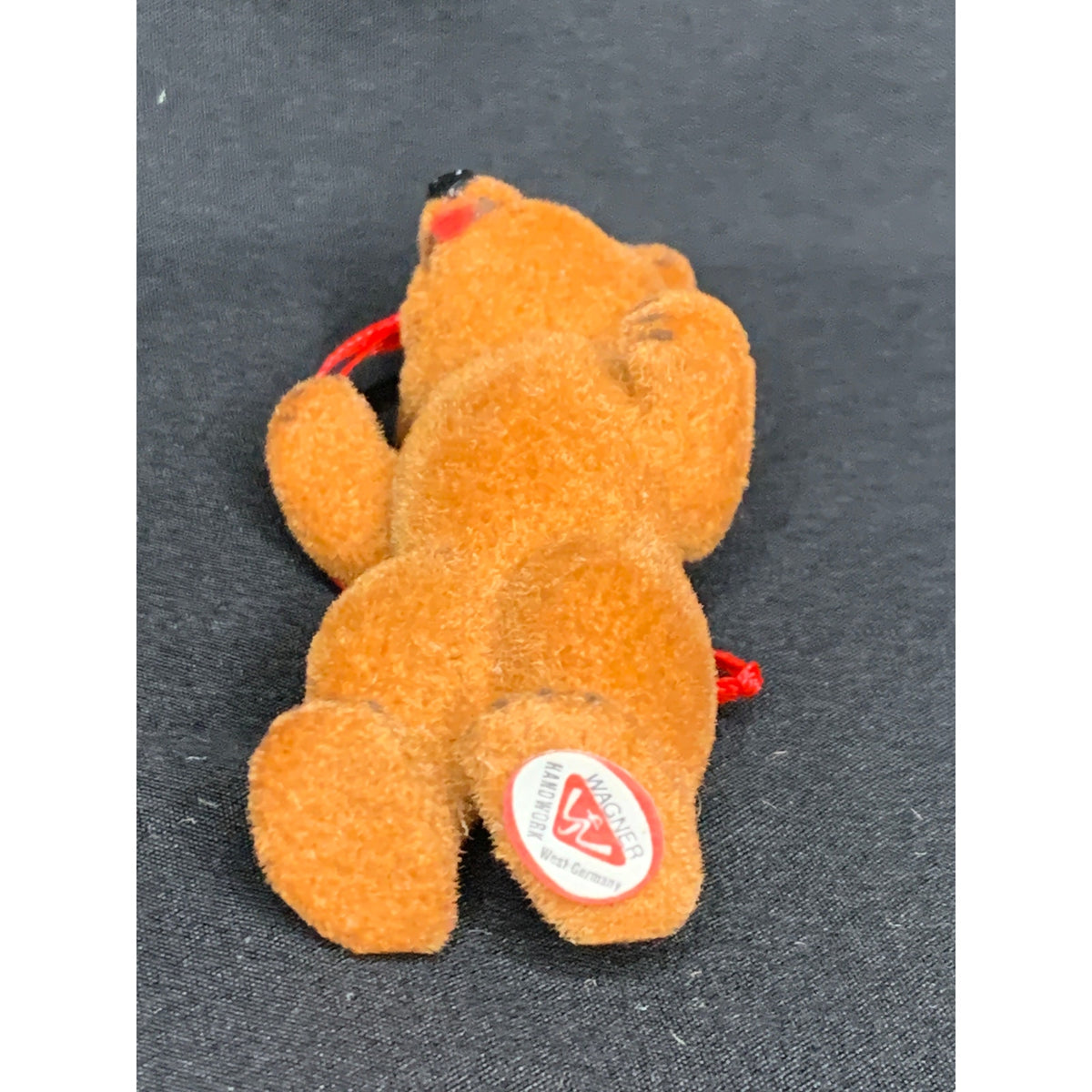Vintage Wagner Handwork Flocked Brown Bear Ornament West Germany 1980s