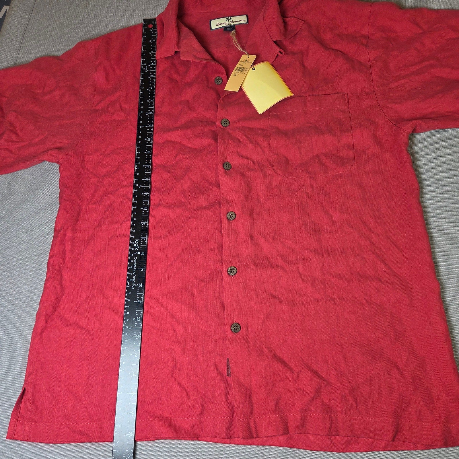Tommy Bahama Poker Pirate Silk Shirt Red Short Sleeve Button Up Size L