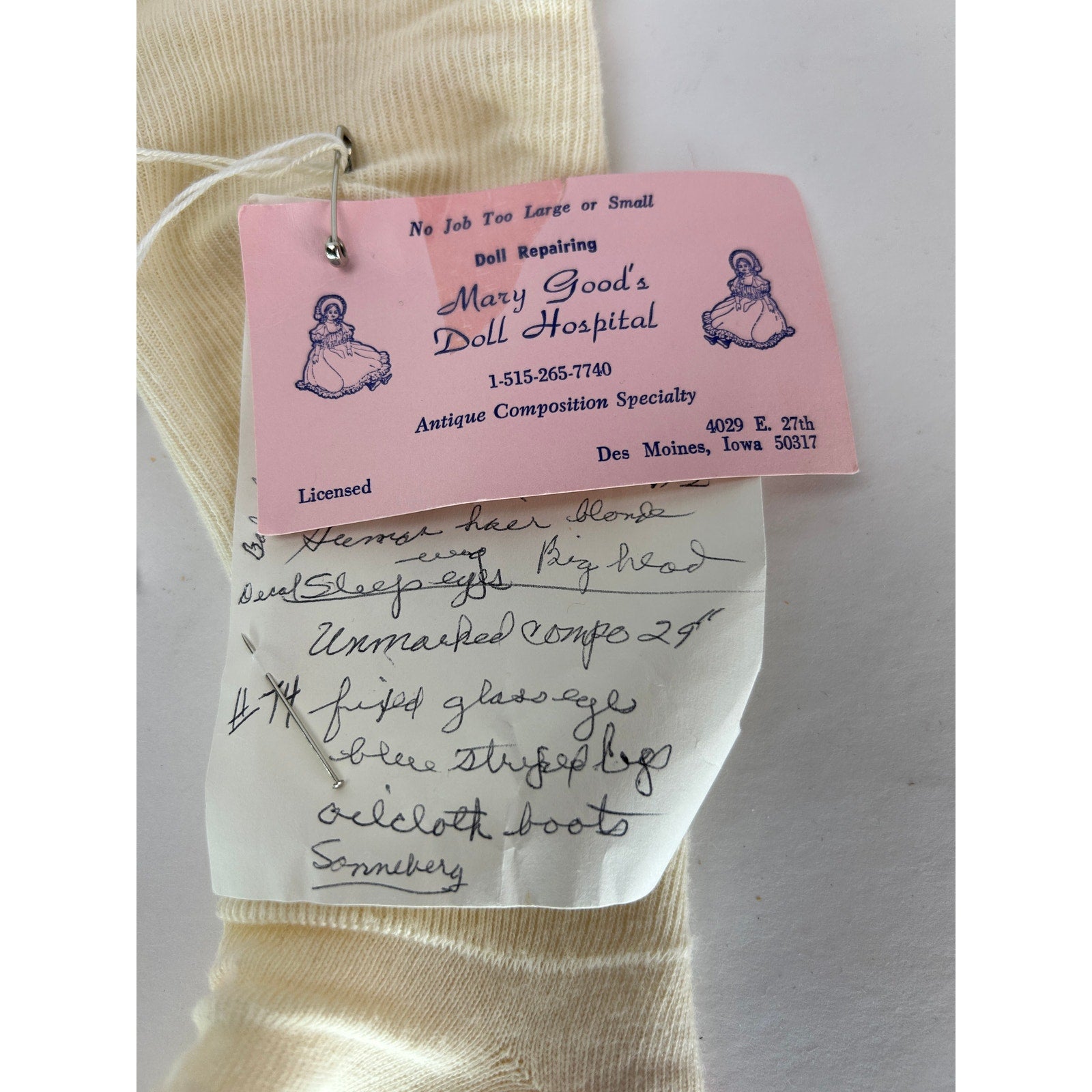 Unmarked 29" Composition Baby Doll c.1915–20s, Sleep Eyes, Human Hair Wig