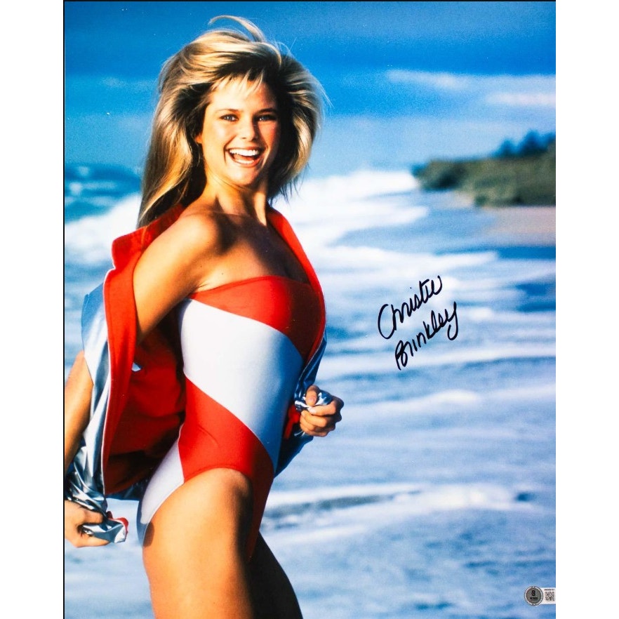 Christie Brinkley Autographed 16x20 Beach Photo BAS Witness Beckett Certified