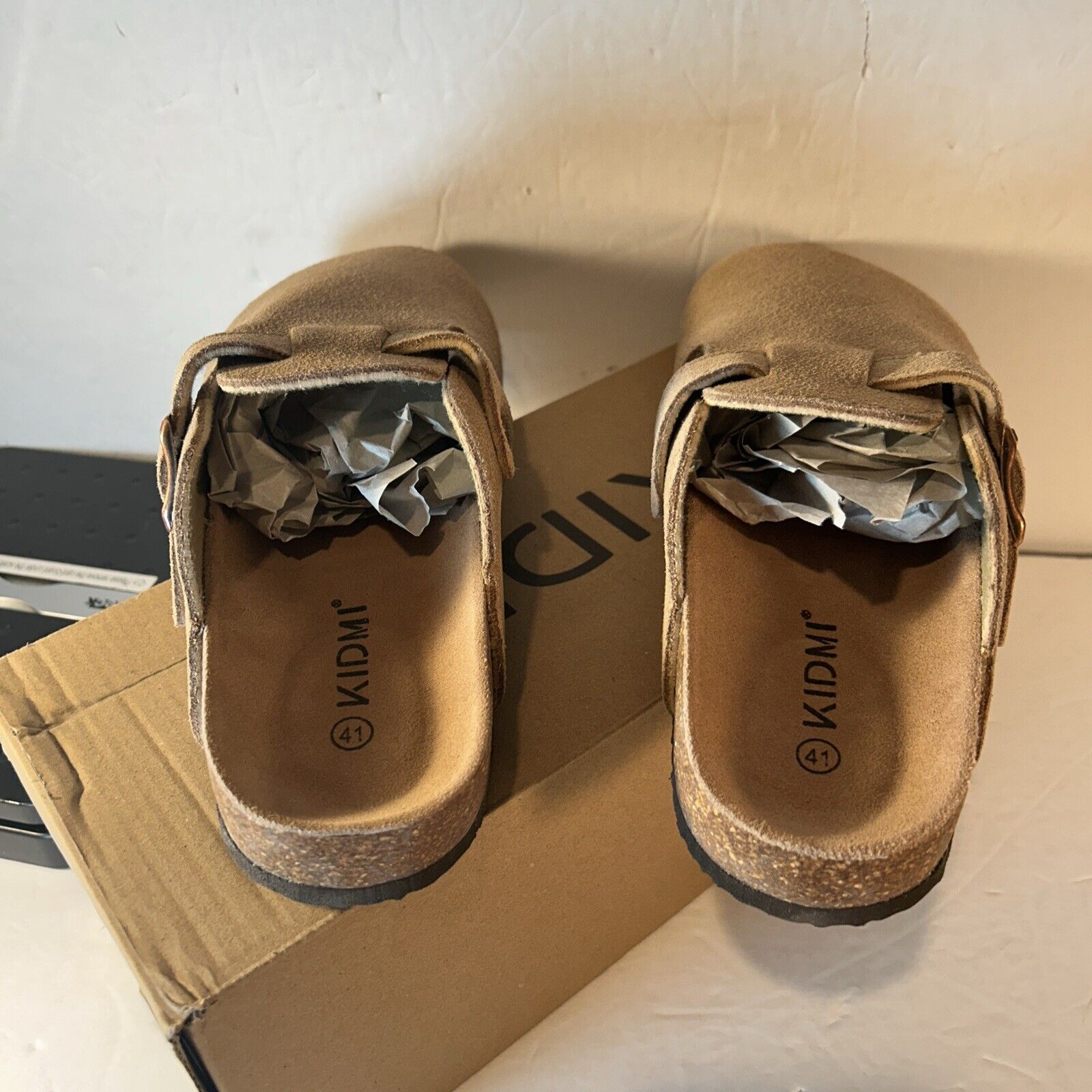 Kidmi Suede Sandal Clogs Taupe Women’s Size 9 Slip-On Buckle