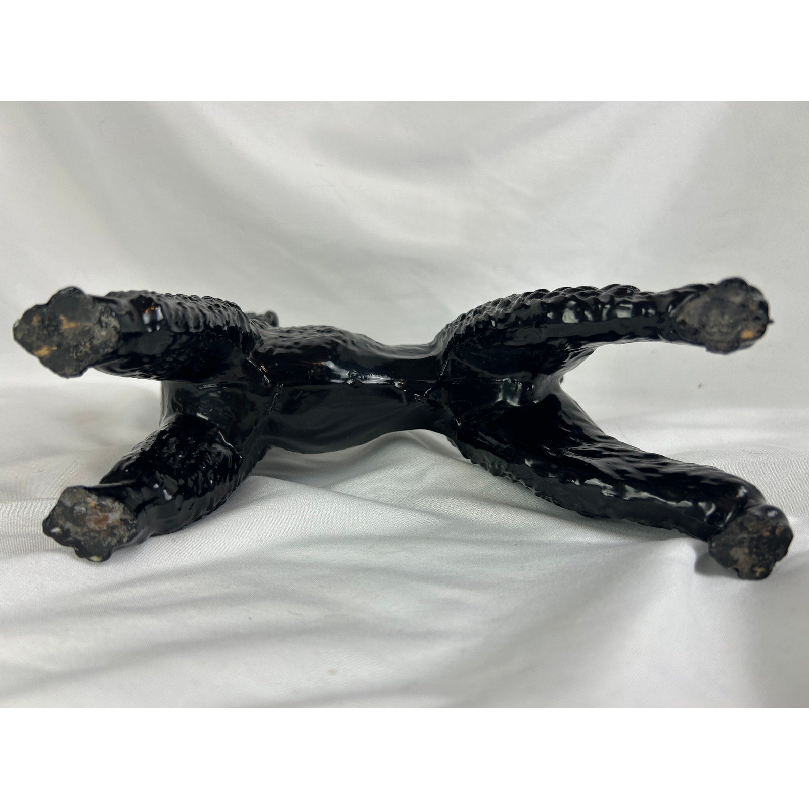 Vintage Black Poodle Dog Figurine 8 Inch Glossy Mid-Century Breyer Style