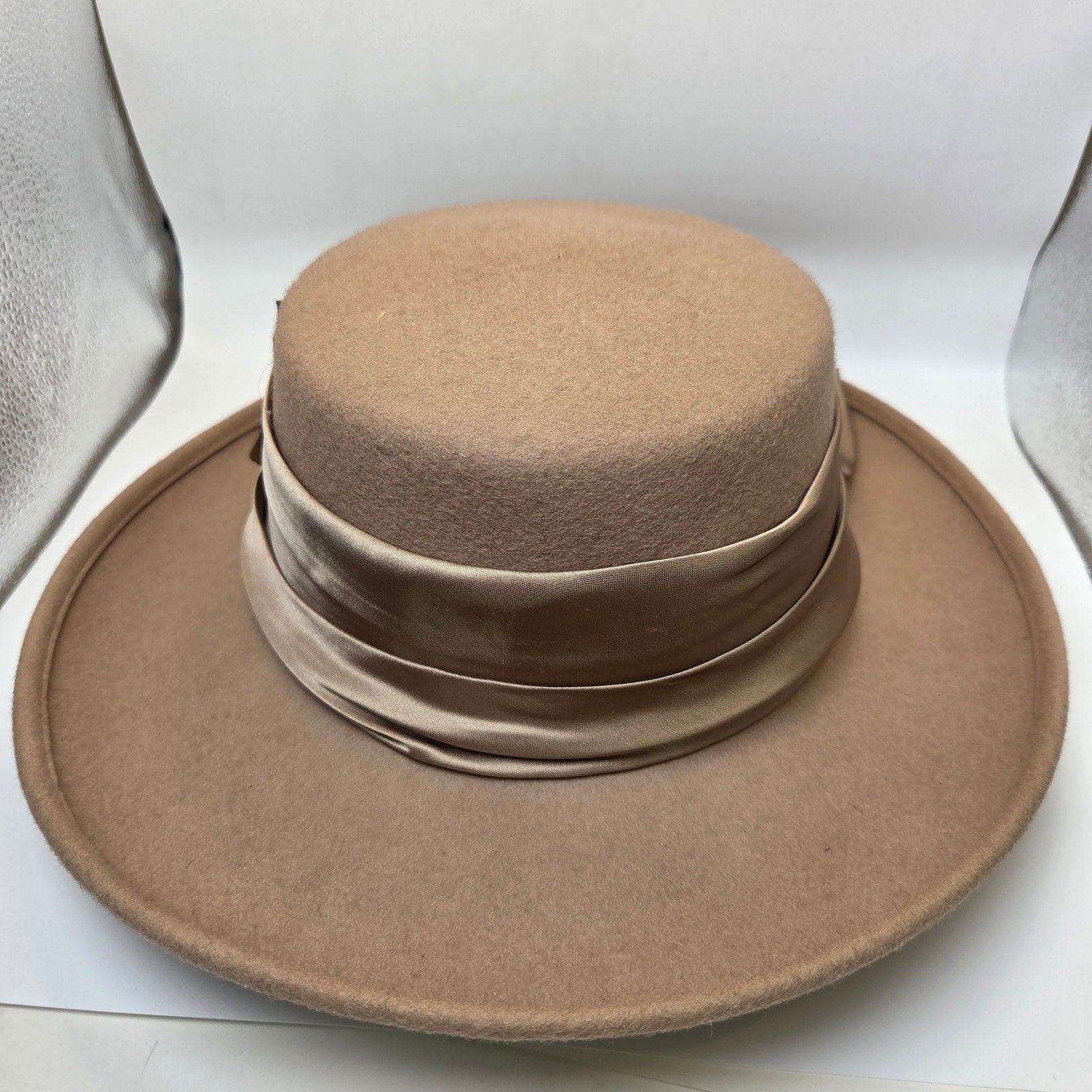 Unbranded Italian Wool Wide Brim Hat Satin Bow Band RN59478 Women's