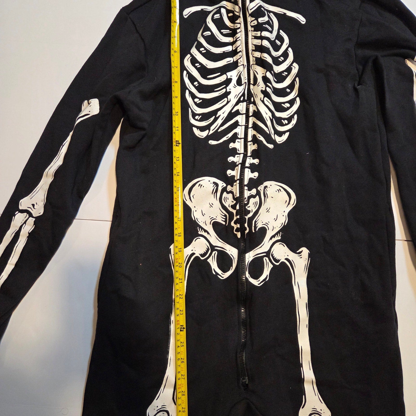 URATOT Women XL Glow in Dark Skeleton Halloween Costume Hooded Full-body Pajama