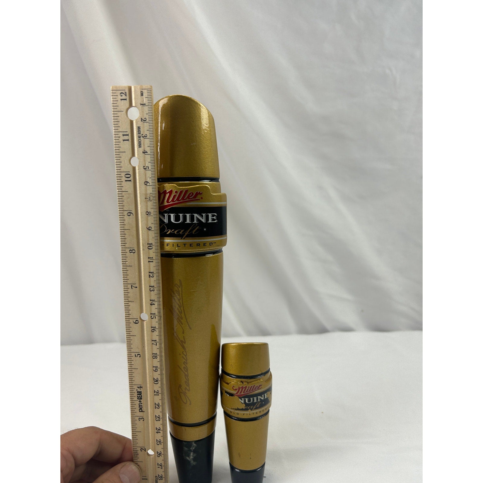 Miller Genuine Draft MGD Gold Black Beer Tap Handle Lot Large 12 Inch & Mini
