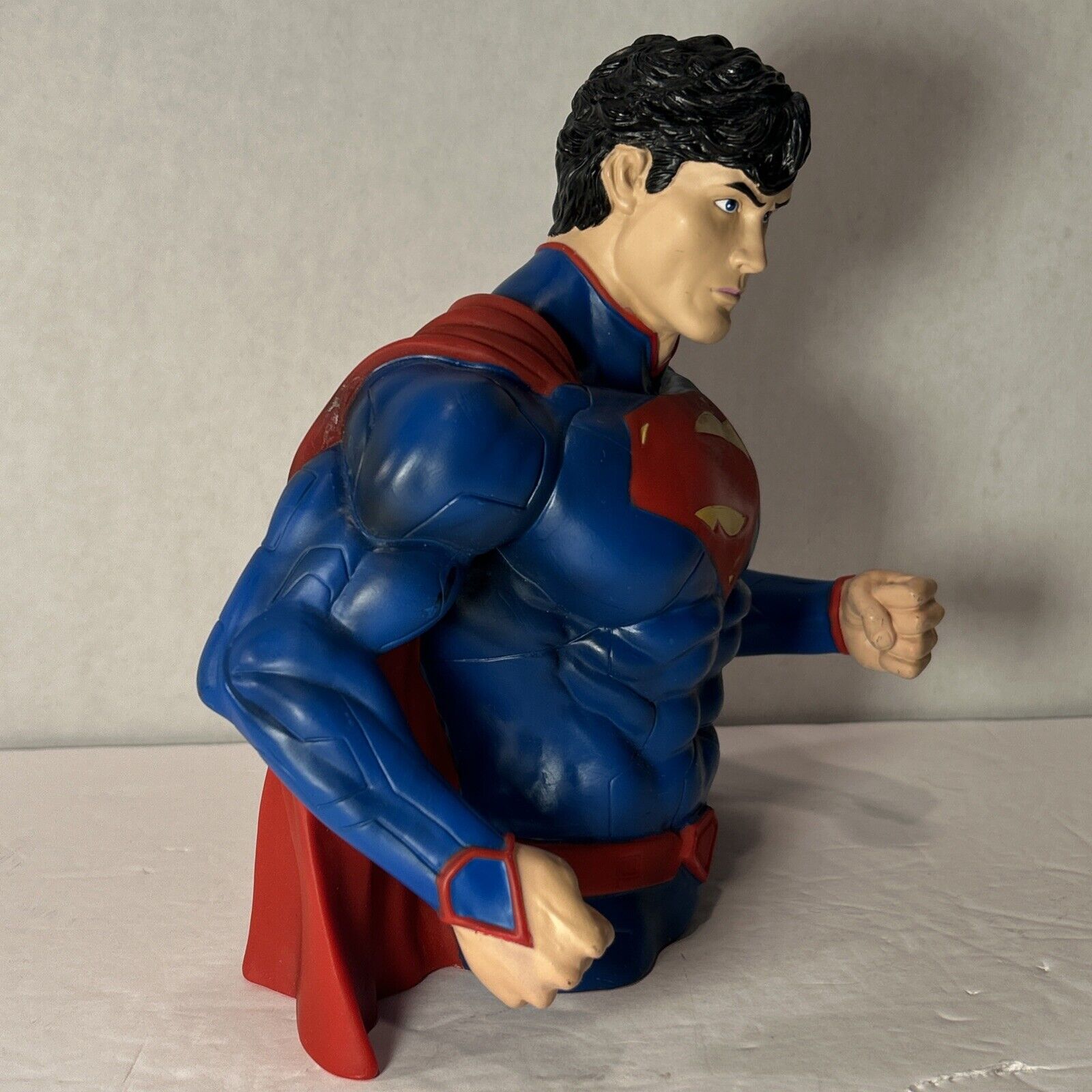SUPERMAN Bust Molded Piggy BANK DC Comics Coin Bank 7.5” Hard Plastic Never Used