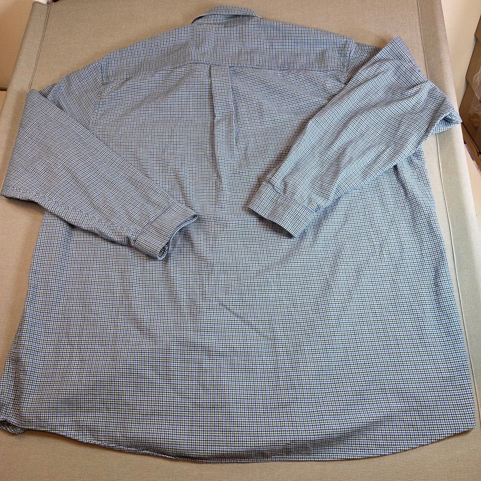 LL Bean XXXL Tall Traditional Fit Cotton Button Down Shirt Blue Check