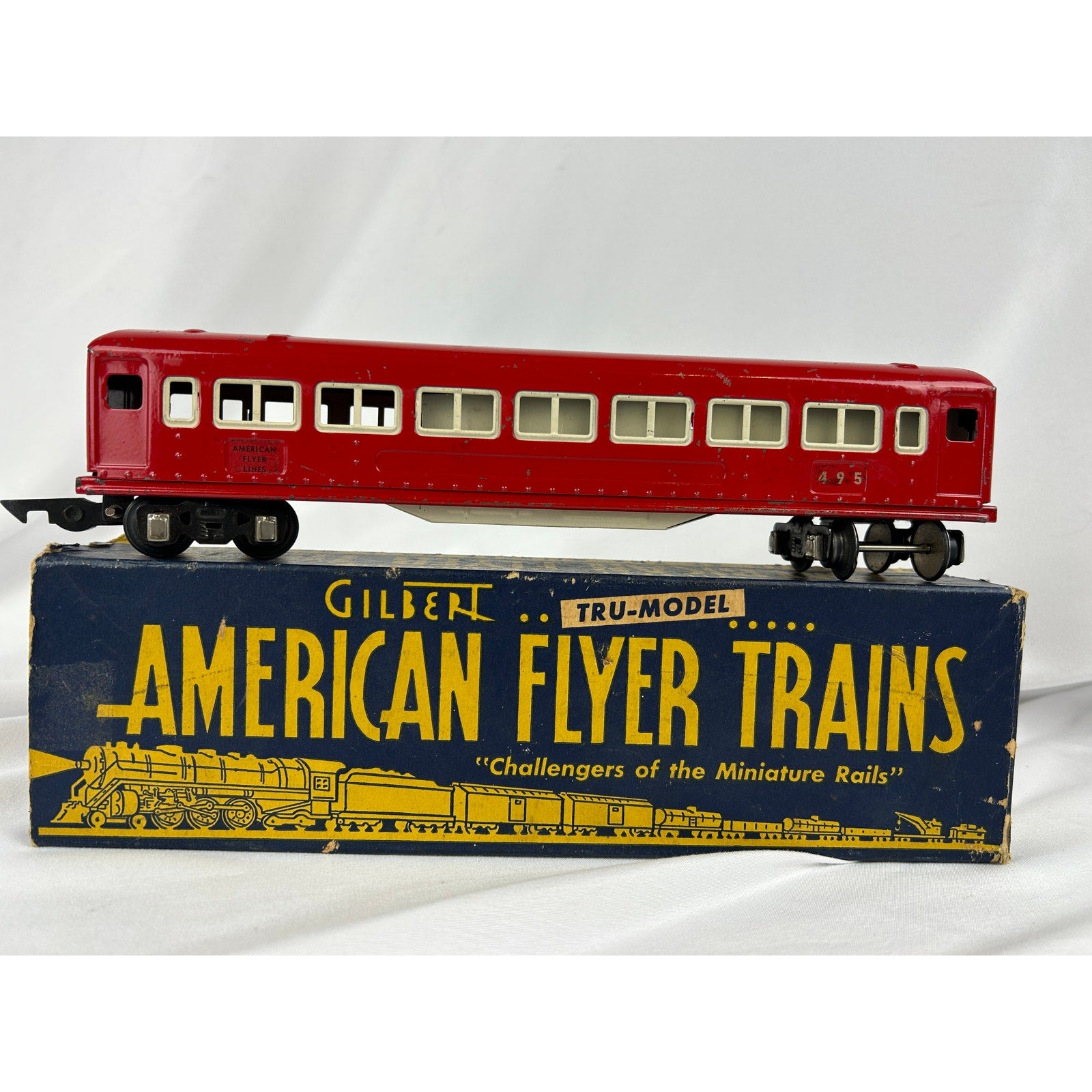 American Flyer 495 Red Passenger Car Prewar 3/16 O Gauge w Box