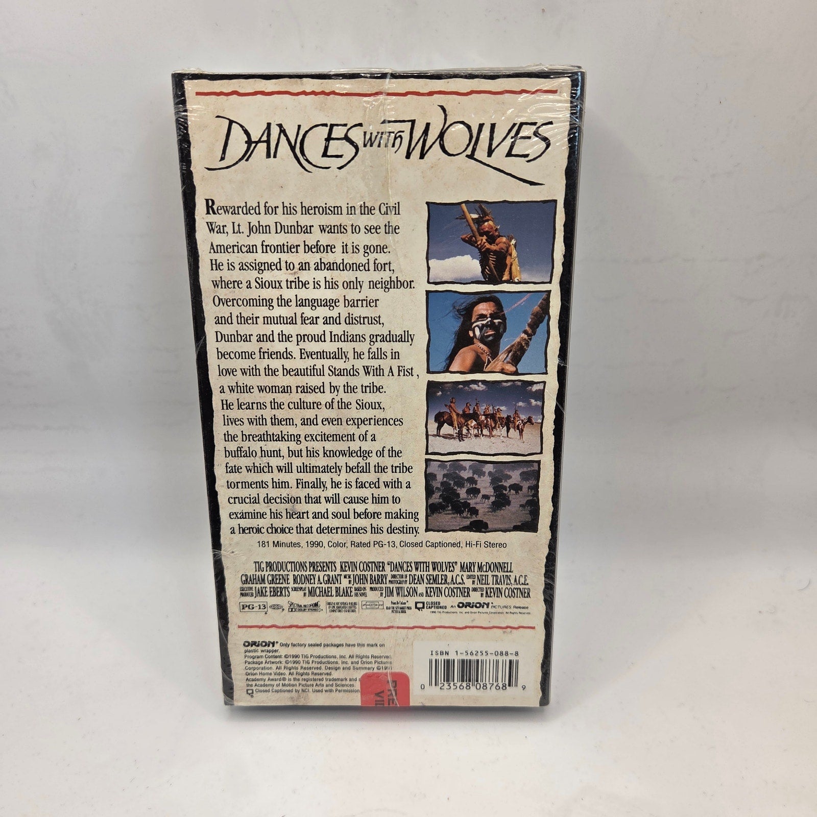Dances With Wolves 1990 VHS Sealed Kevin Costner Orion Home Video New