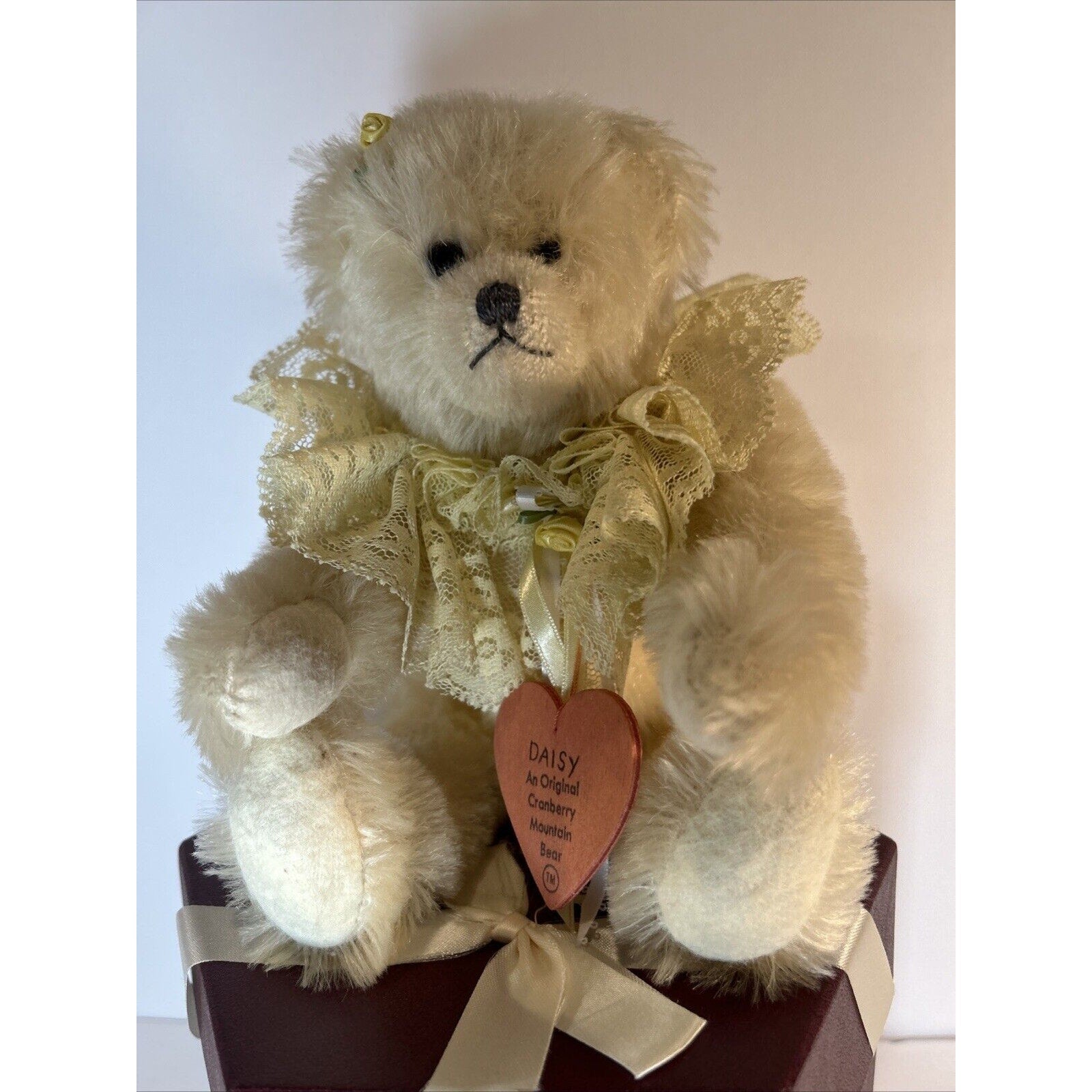 Merrythought Daisy Cranberry Hat Box Bear Mohair Ltd Ed 36/1000 UK 1994 w/ Tags