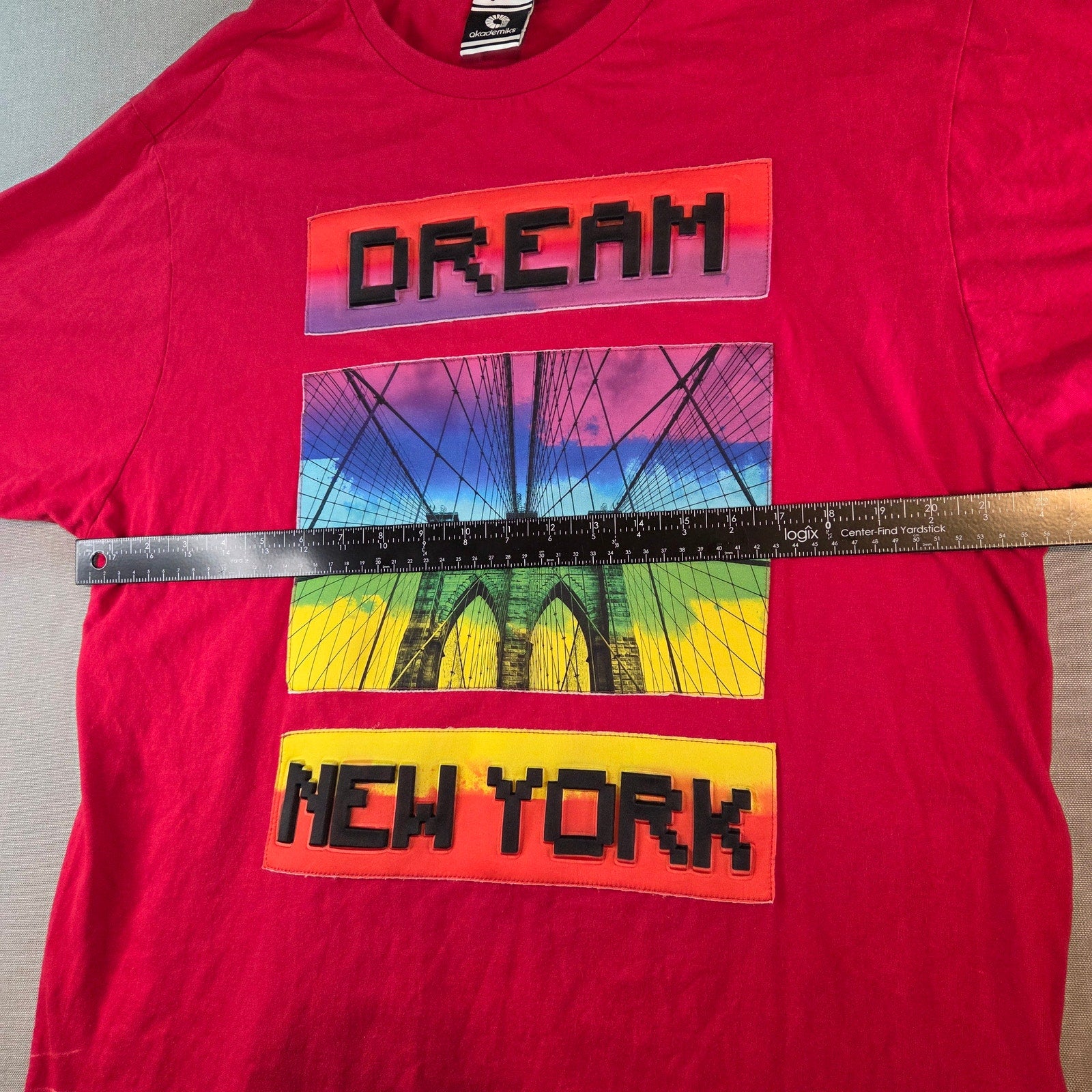 Akademiks Dream New York Rainbow Graphic Tee Shirt Men’s 2XL Red