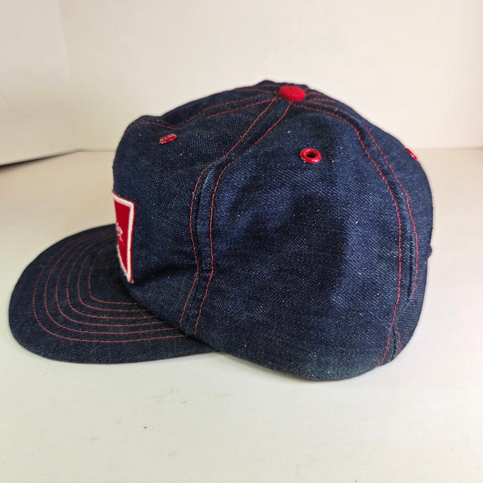 Vintage Budweiser Denim Snapback Hat 80s West-Chester St Louis USA Made Beer Cap