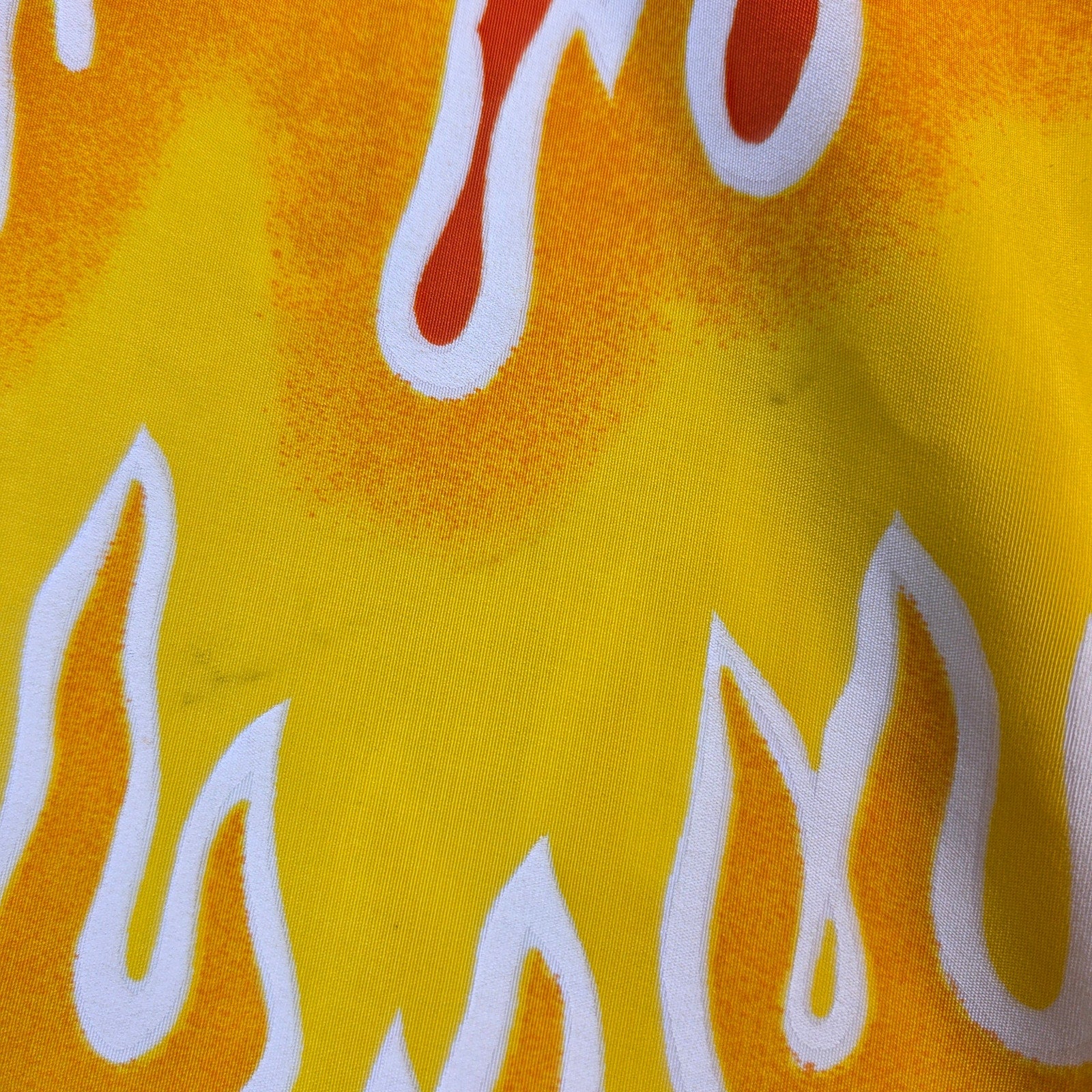 Uluwatu Dragon Flame Rayon Hawaiian Camp Shirt Mens Large Orange Y2K Top