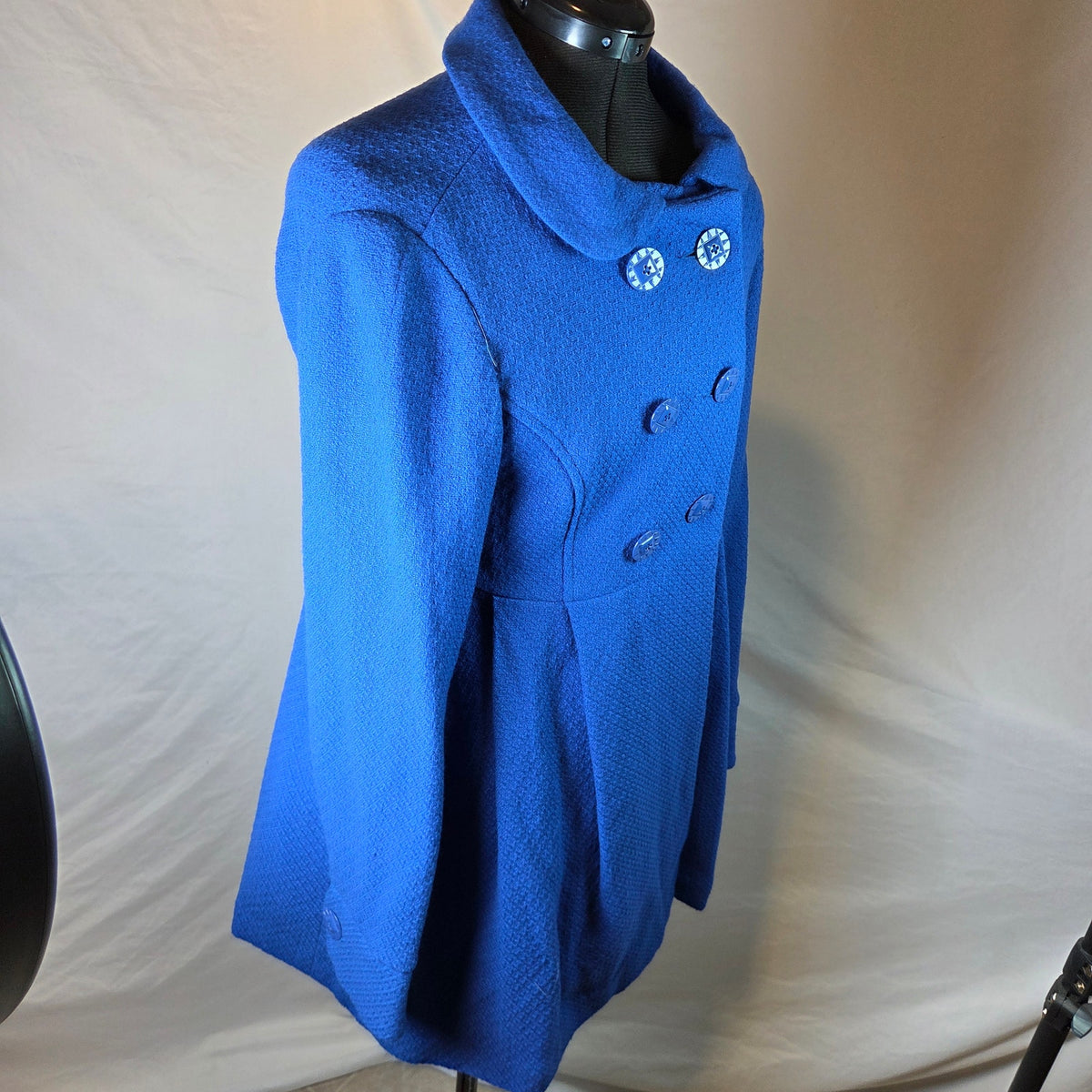 LUX Women's Wool Blend Double Breasted Swing Coat Blue Size M Peacoat Jacket
