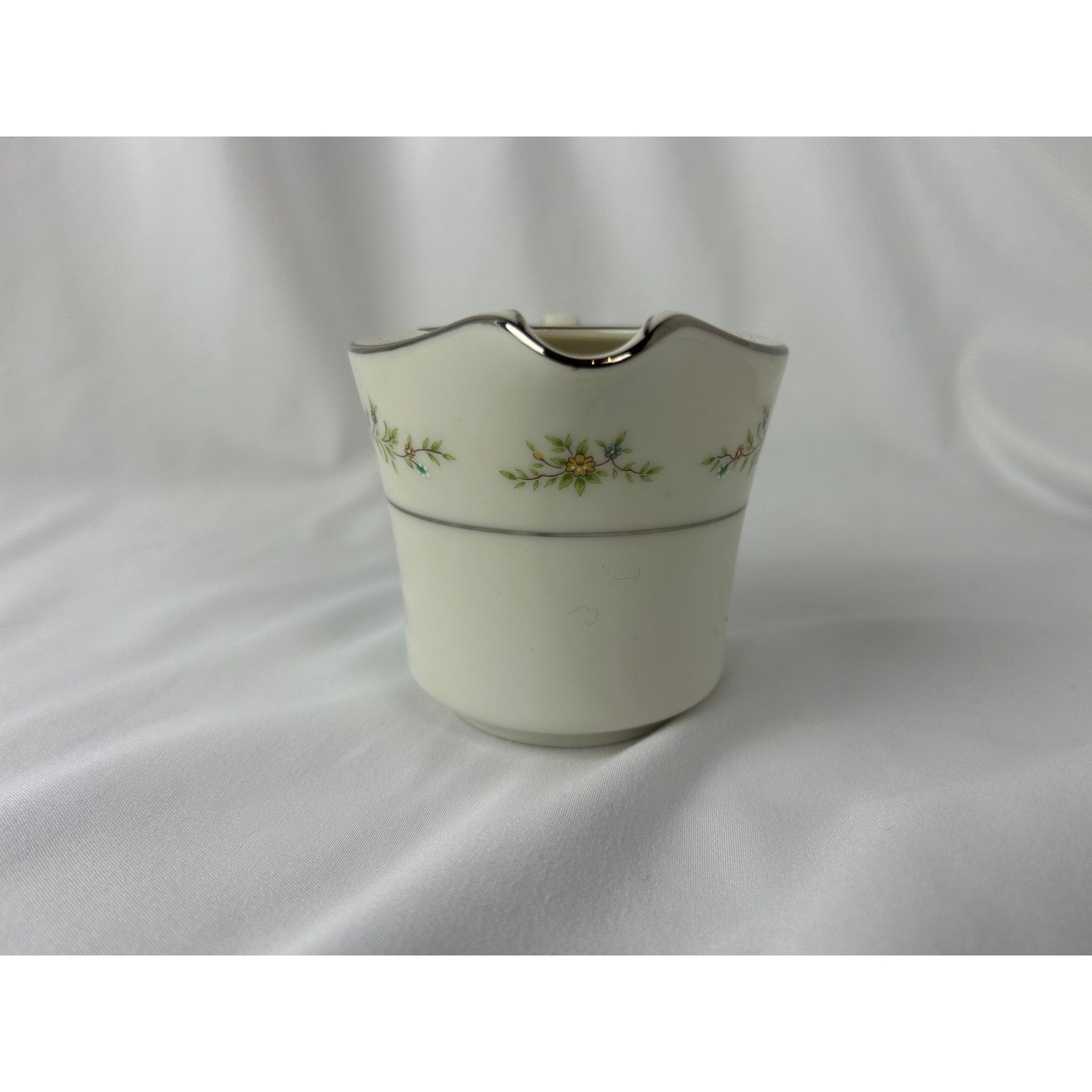 Noritake Christina 7056 Ivory China Creamer Floral Silver Trim Japan