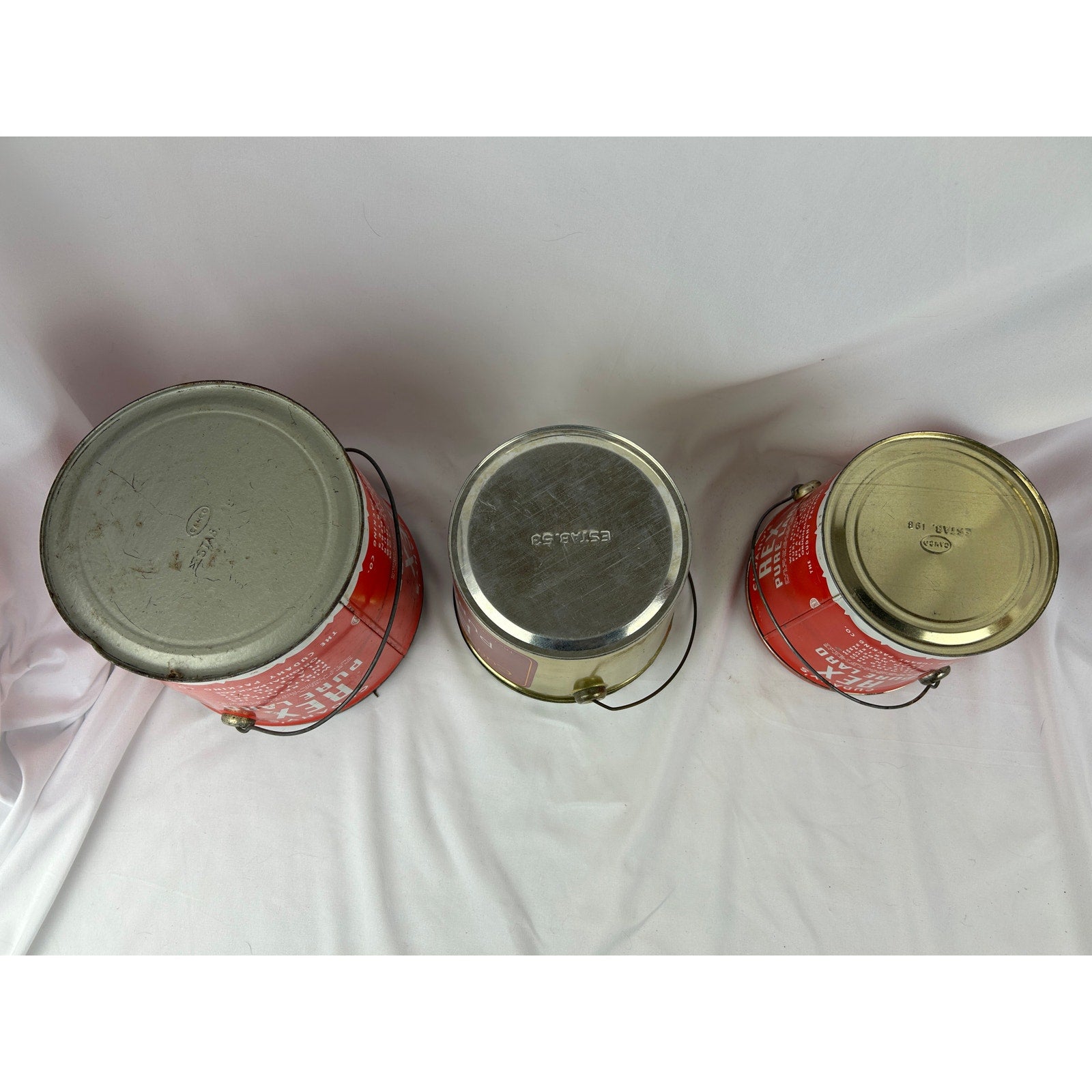 Cudahy’s Rex Pure Lard Vintage Metal Container Tin Bucket Lot of 3- 4, 5 & 8 lb.