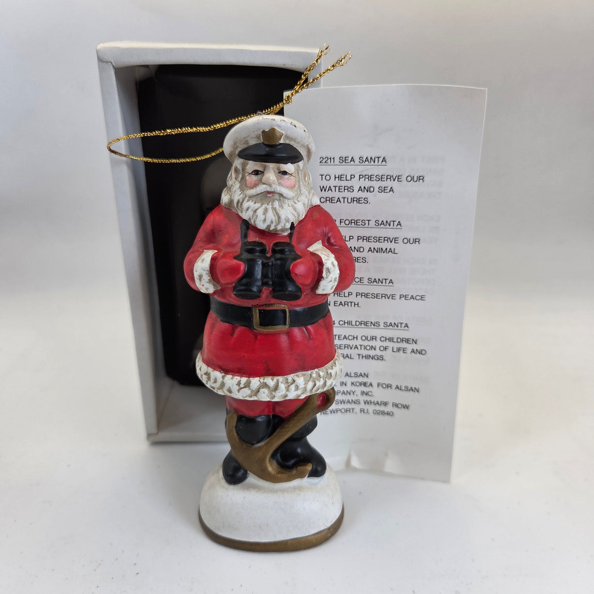 1991 Alsan Sea Santa #2211 Ornament Binoculars Korea 5" w/ Box Paperwork