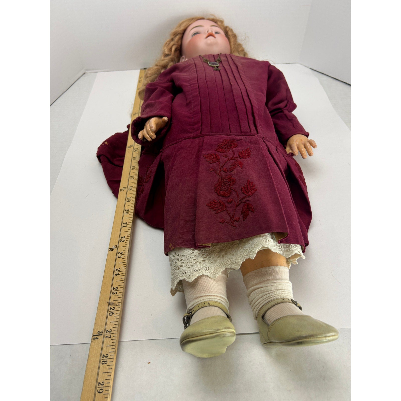 Kley & Hahn Walkure 29” bisque doll - blue sleep eyes - 4 teeth - c1900s Germany