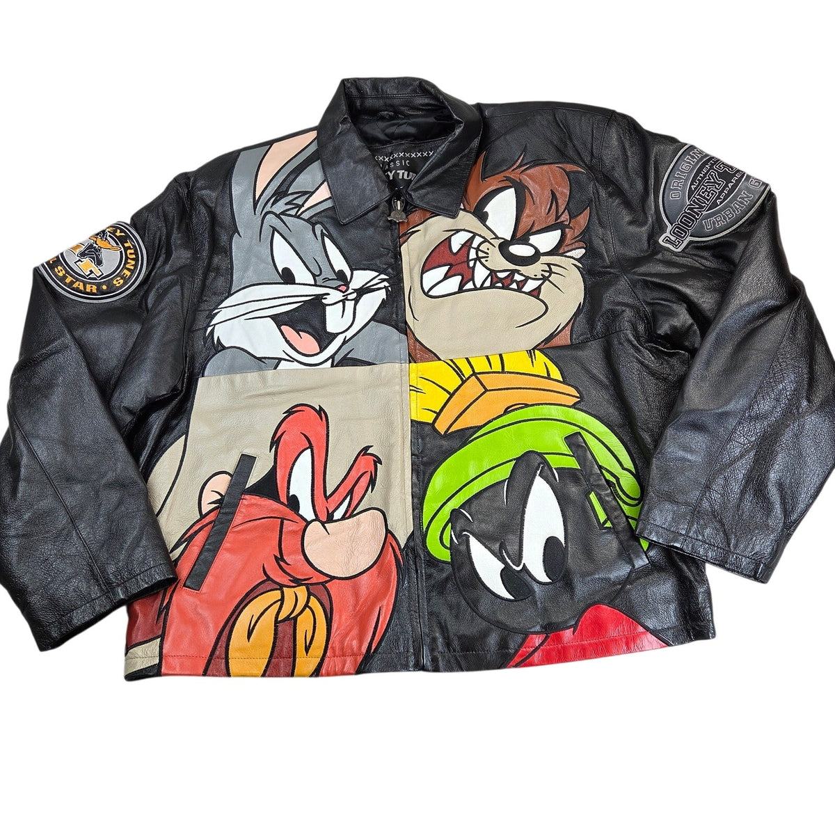 Vintage 1998 Looney Tunes Collection Leather Jacket Urban Gear XL Warner Bros