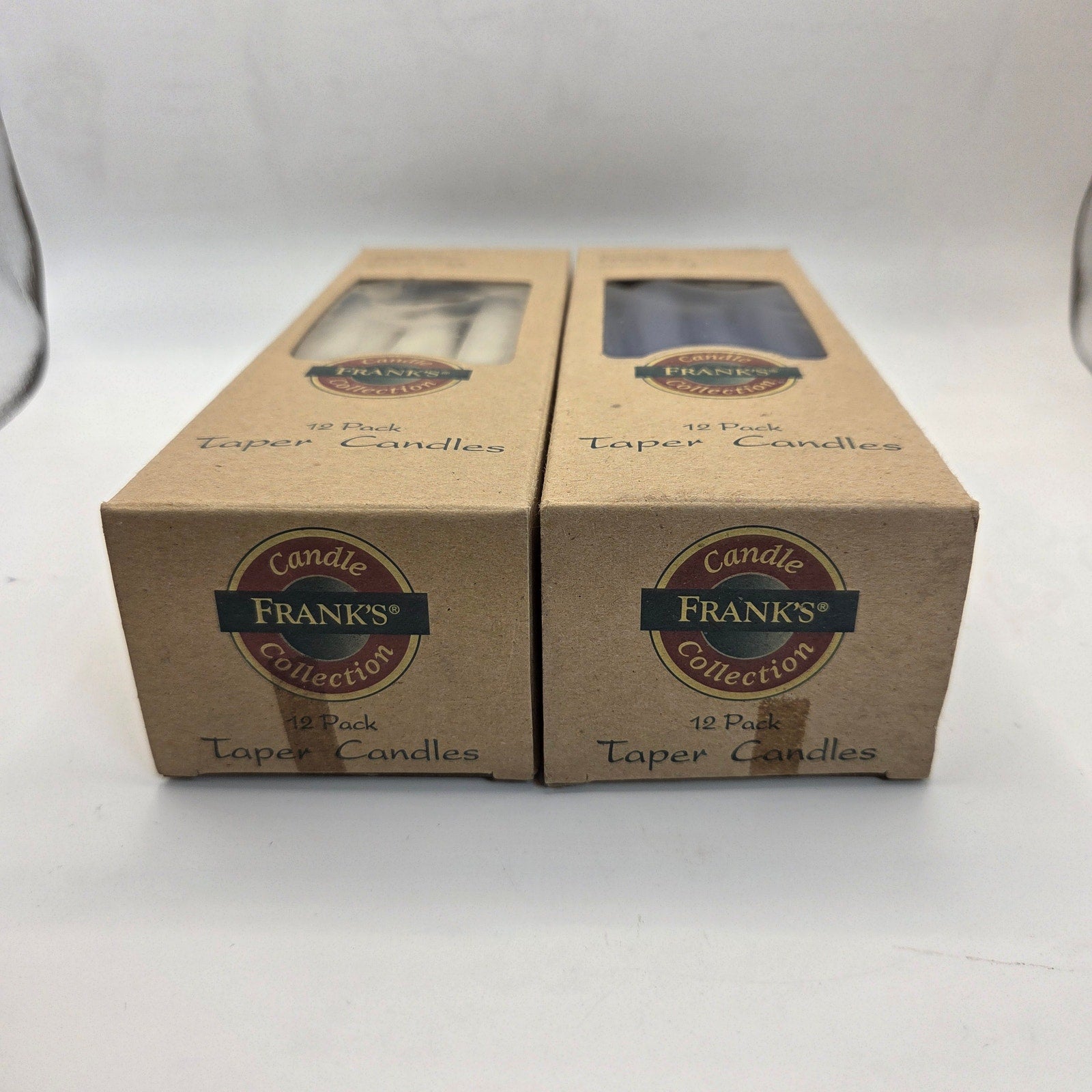 Frank’s Candle Collection Taper Candles 12-Pack Blue & White Lot of 2