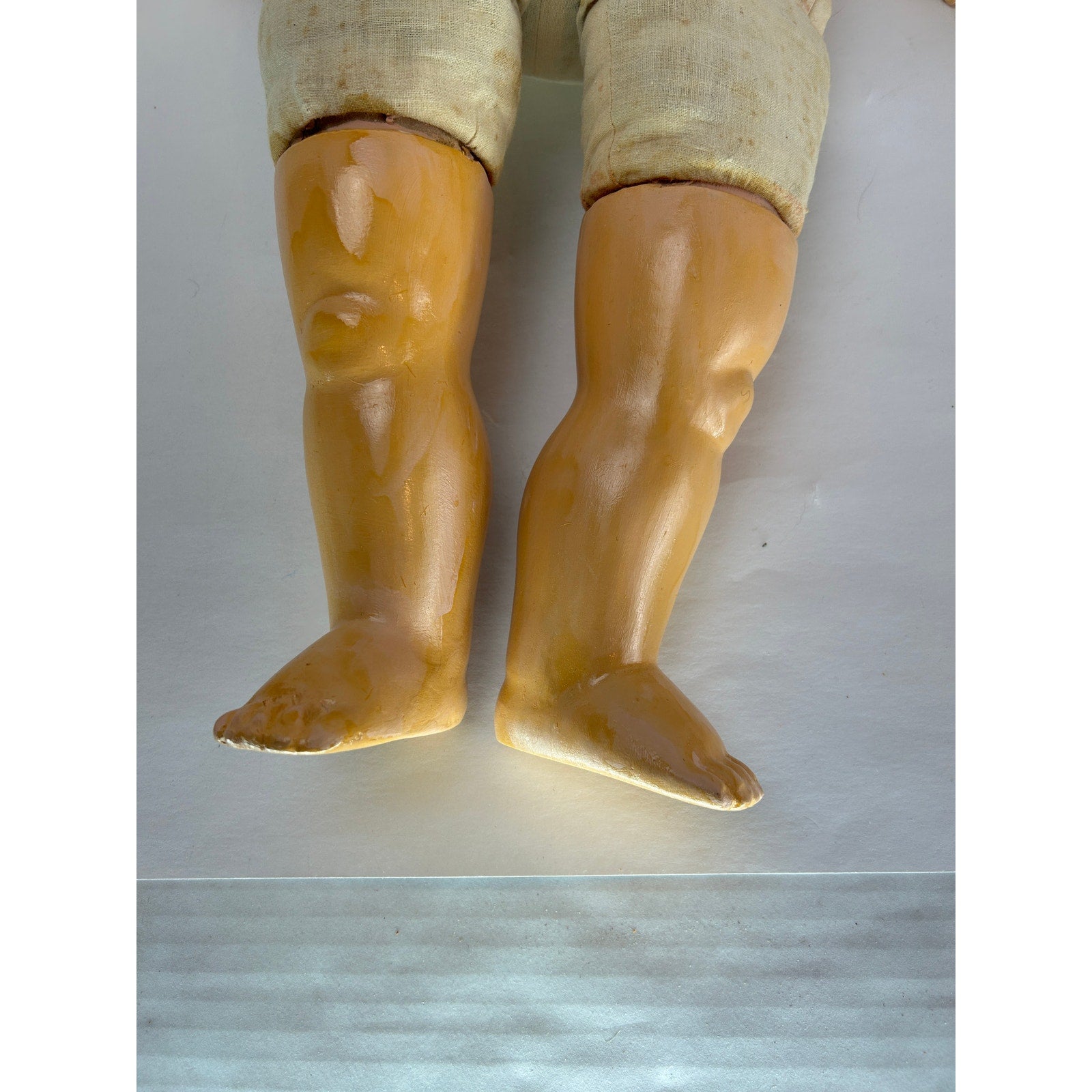 Unmarked 29" Composition Baby Doll c.1915–20s, Sleep Eyes, Human Hair Wig