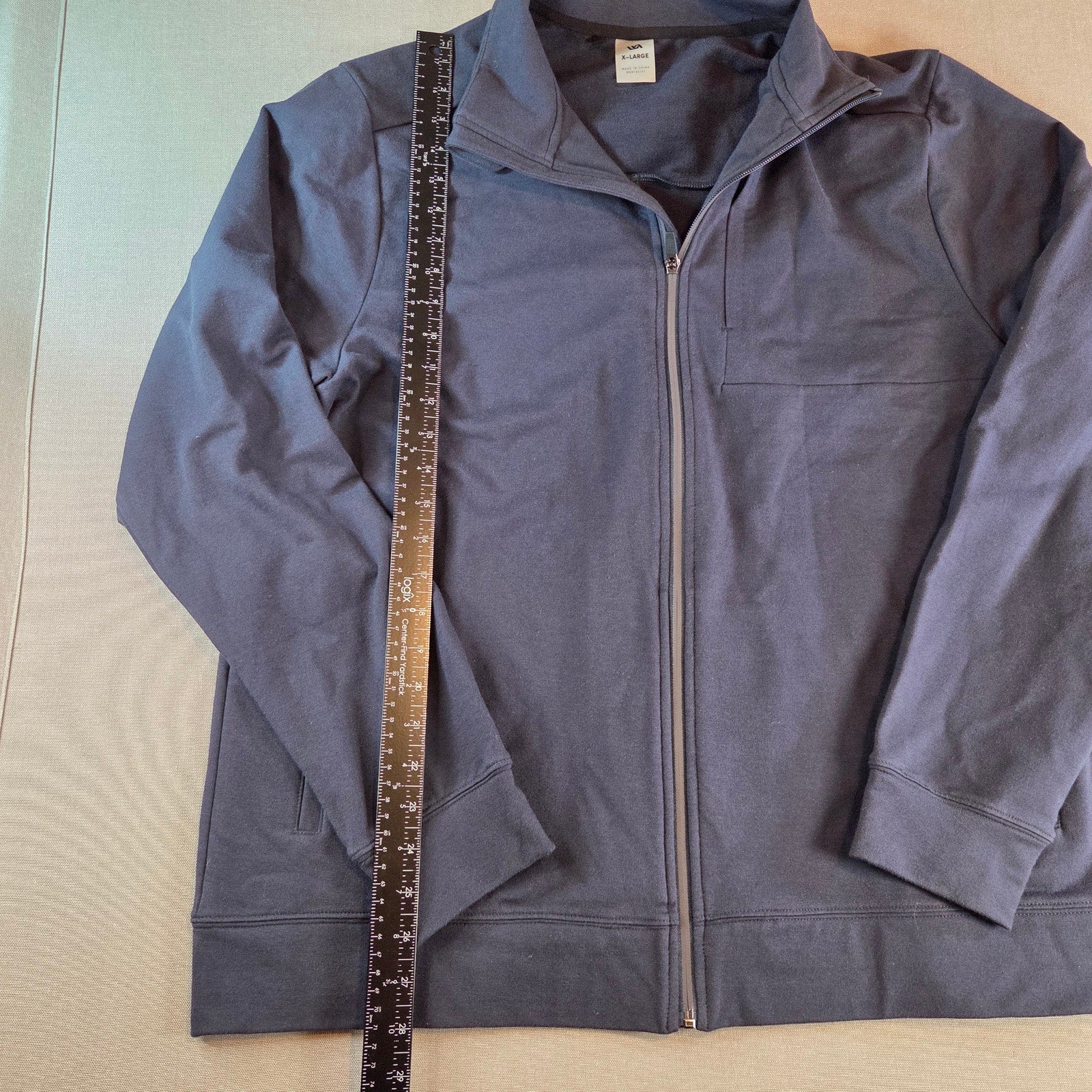 RVCA Full Zip Jacket XL Navy Cotton Blend Logo Streetwear