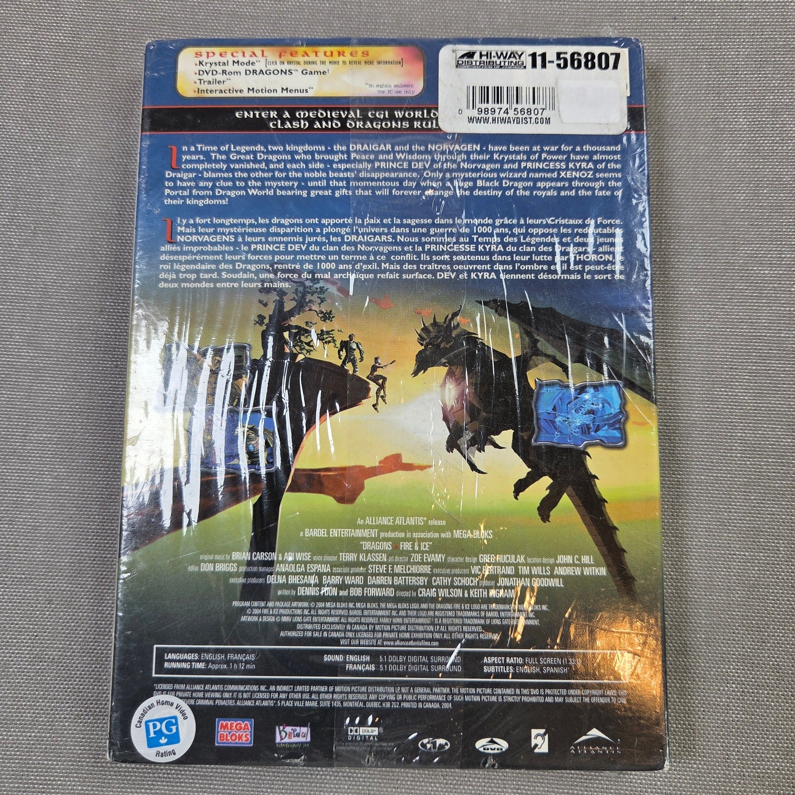 Dragons Fire & Ice DVD 2004 Sealed New Mega Bloks Animated Movie