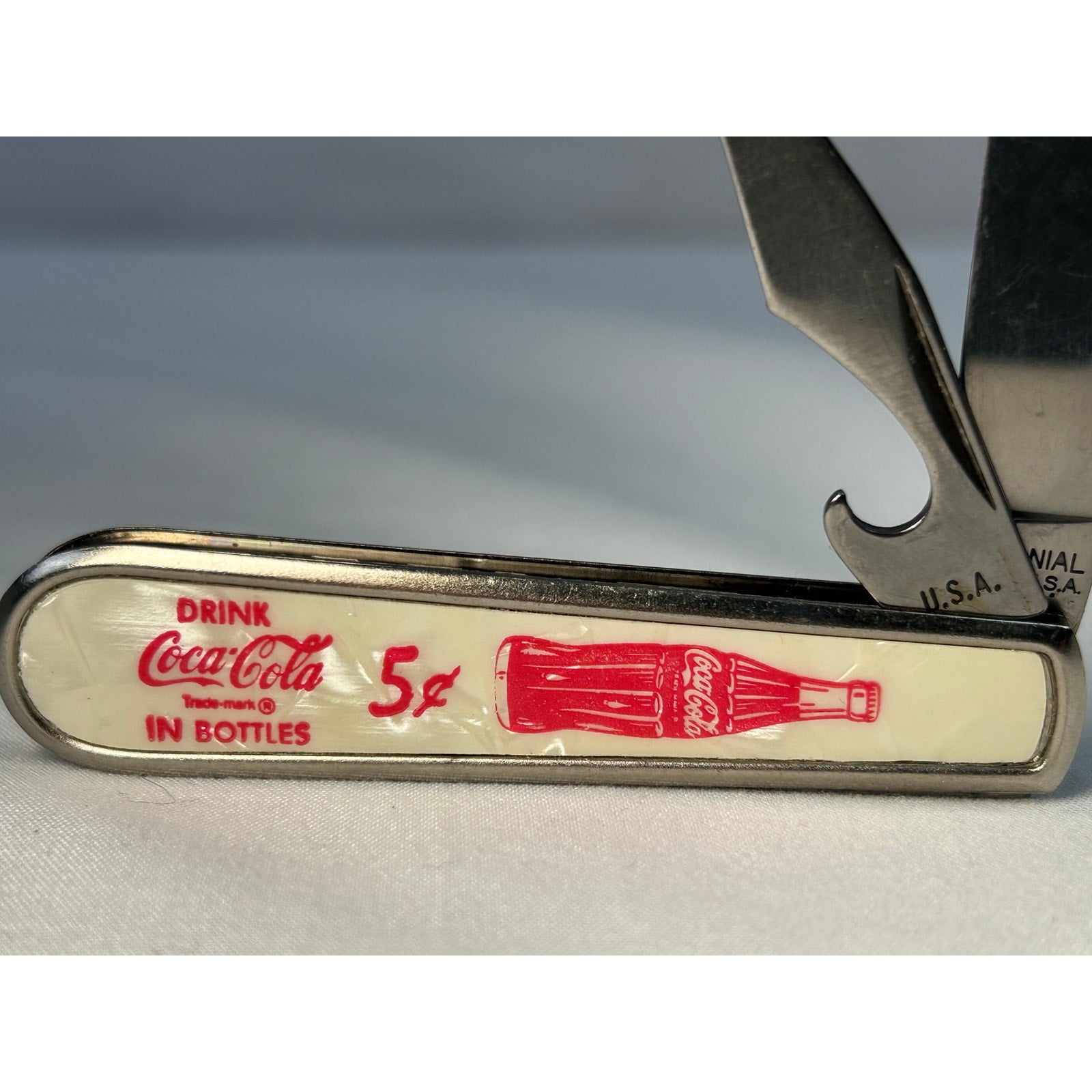 Colonial Coca Cola 5 Cent Advertising Pocket Knife USA w Original Wrapper