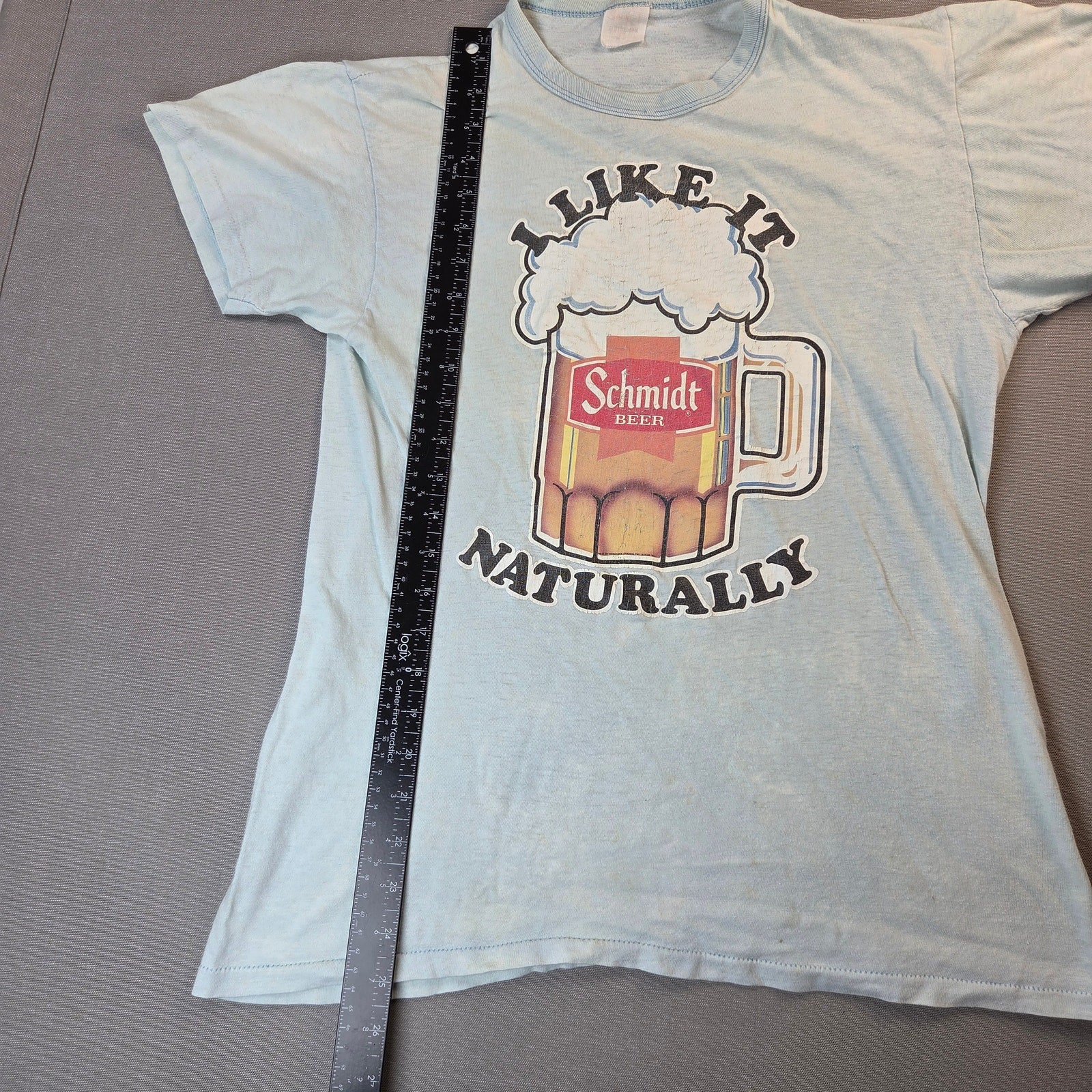 Schmidt Beer I Like It Naturally Vintage Single Stitch T Shirt USA Small 80s