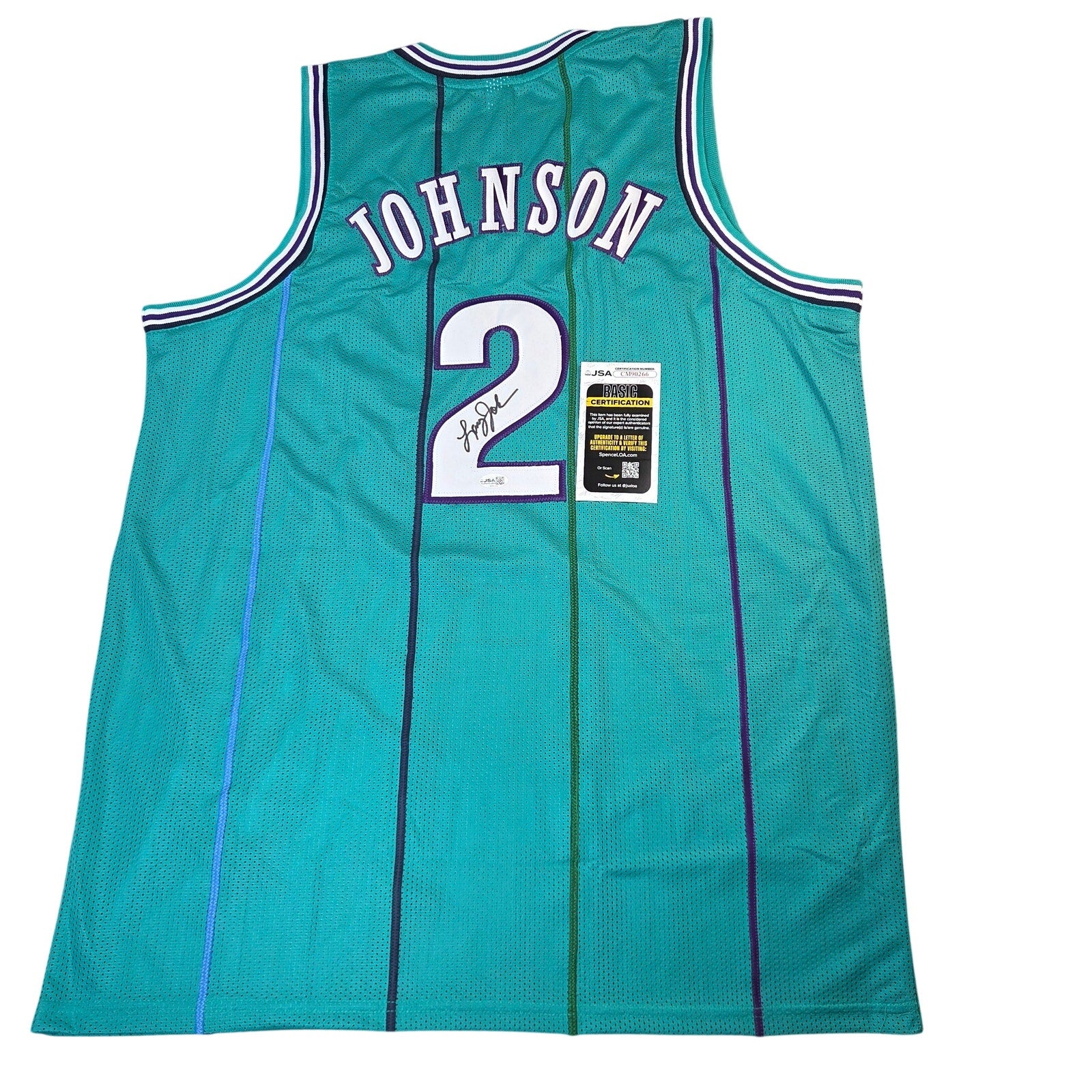 Larry Johnson Signed Charlotte Hornets Grandmama Custom Jersey JSA COA XL