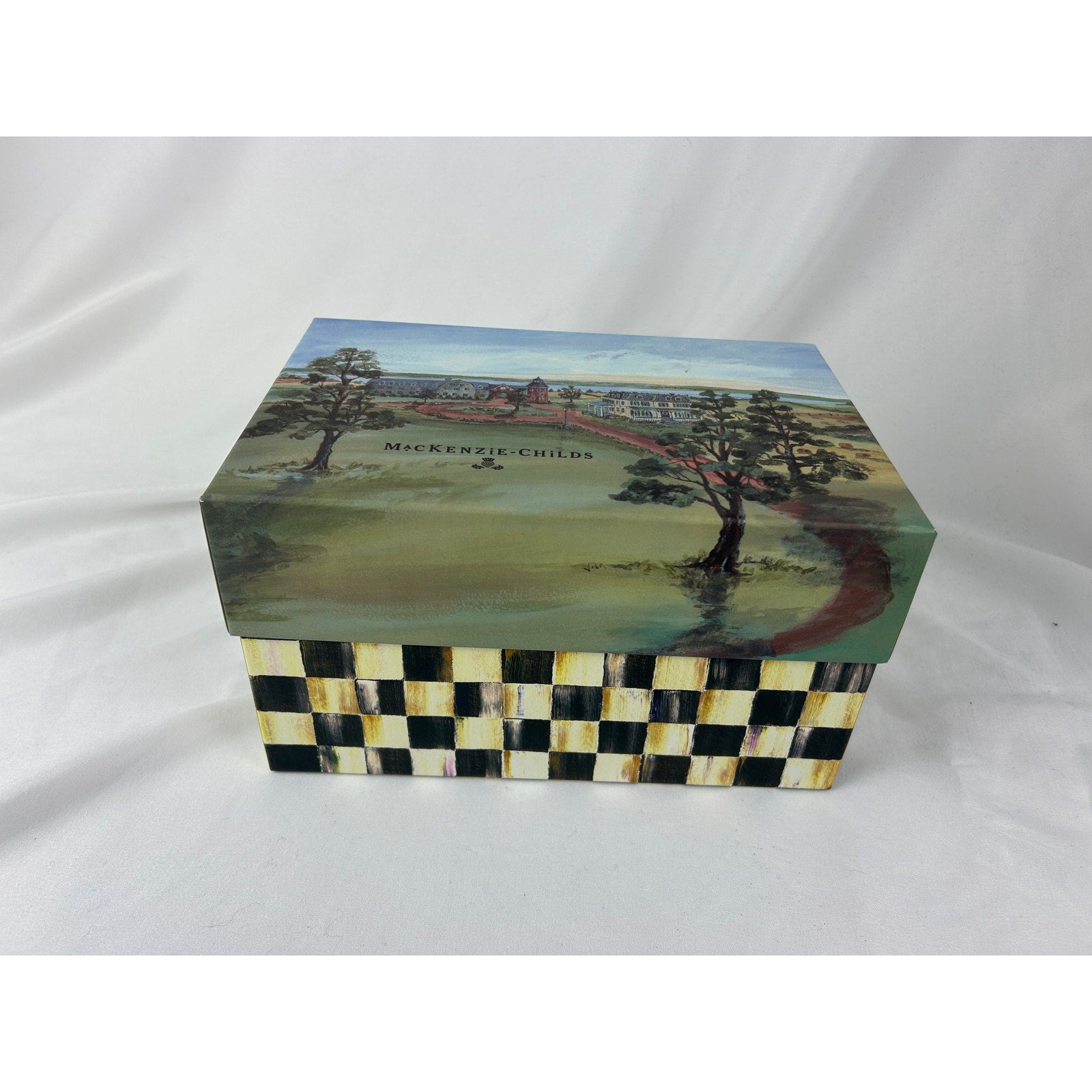 MacKenzie Childs Courtly Check Christmas Tree Ornament Poland Hand Painted