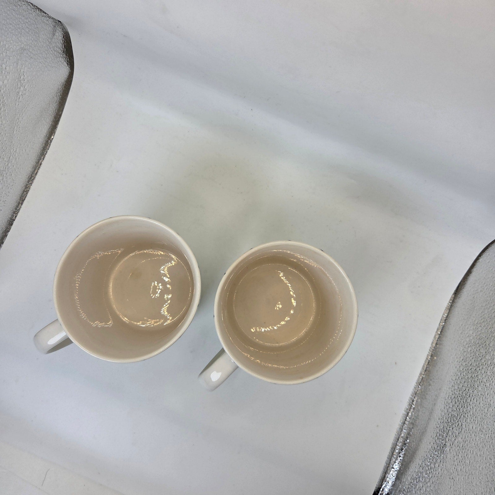 Starbucks Barista 2003 Green Blue Plaid Check Coffee Mugs Set Of 2 Cups