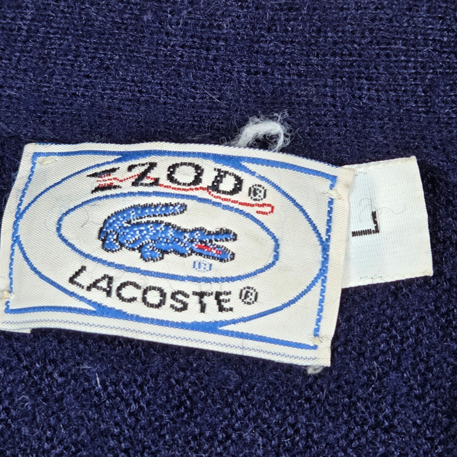 IZOD Lacoste Vintage Cardigan Sweater Men's L USA Orlon Acrylic V-Neck Blue