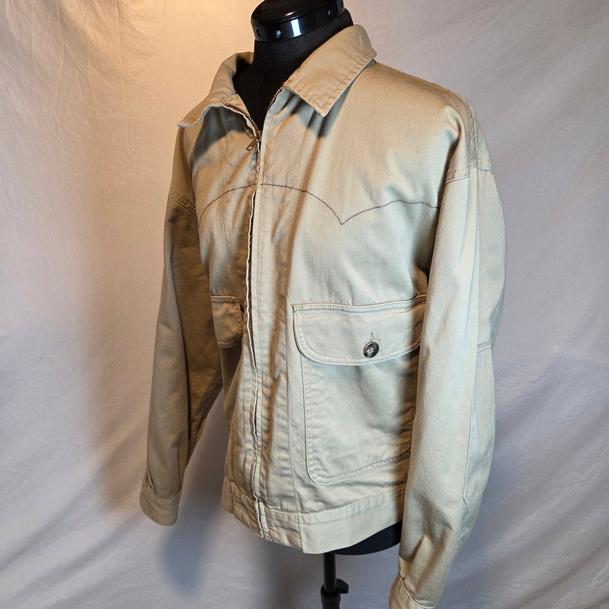 Vintage Dickies Guaranteed Work Jacket Men's L Tan Western Yoke Full Zip