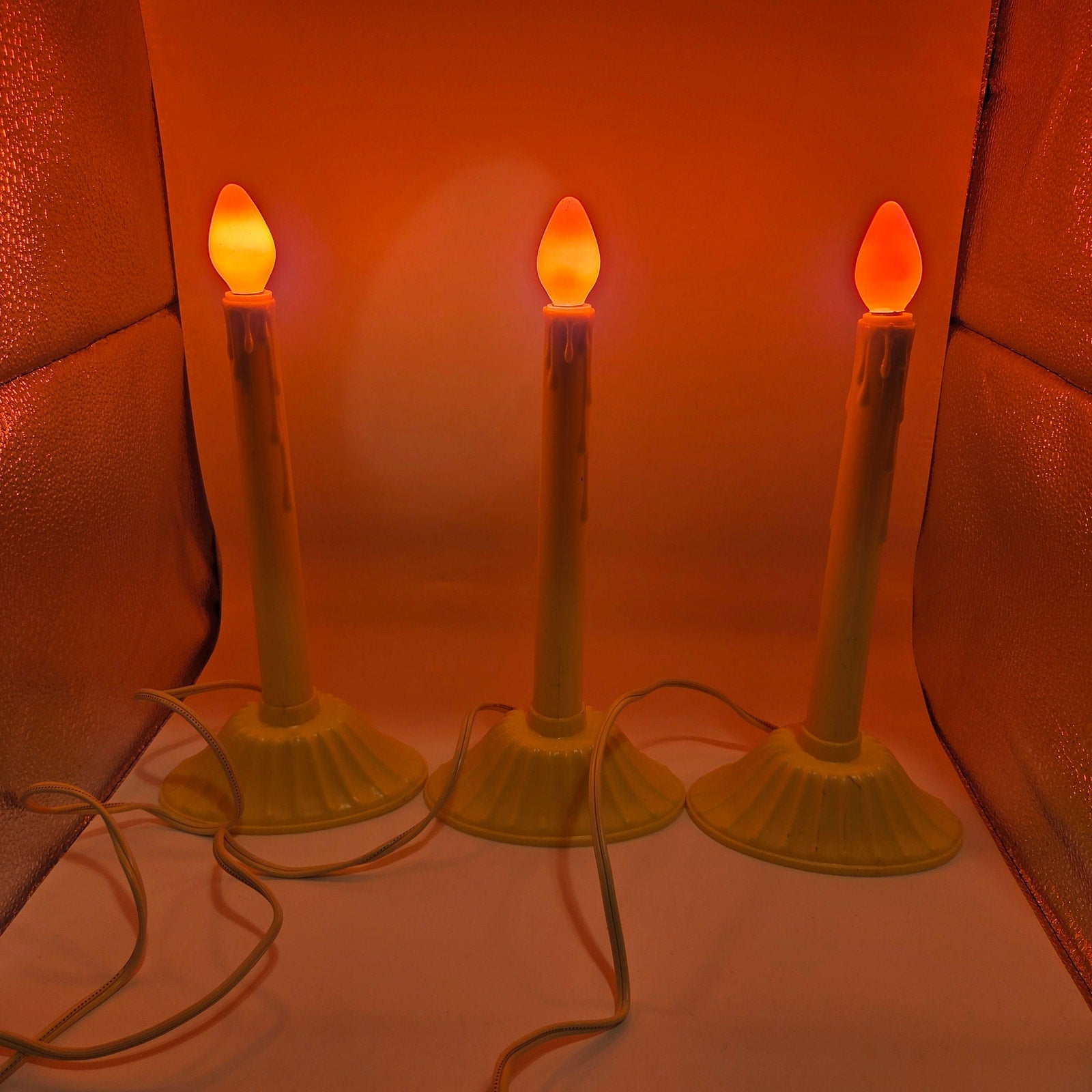 NOMA Vintage Christmas Candles Set of 3 Orange Bulbs 10.5" Electric