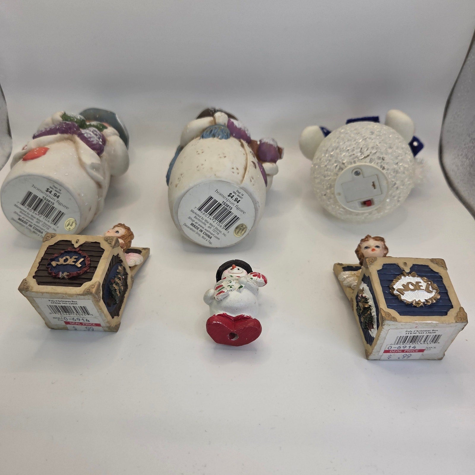 Lot of 6 Snowman & Angel Christmas Figurines Holiday Decor