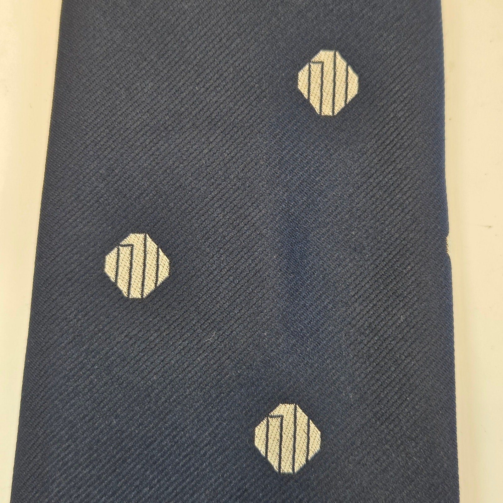 Vintage Givenchy Gentlemen Paris Silk Blend Medallion Necktie Navy 56 x 3.25